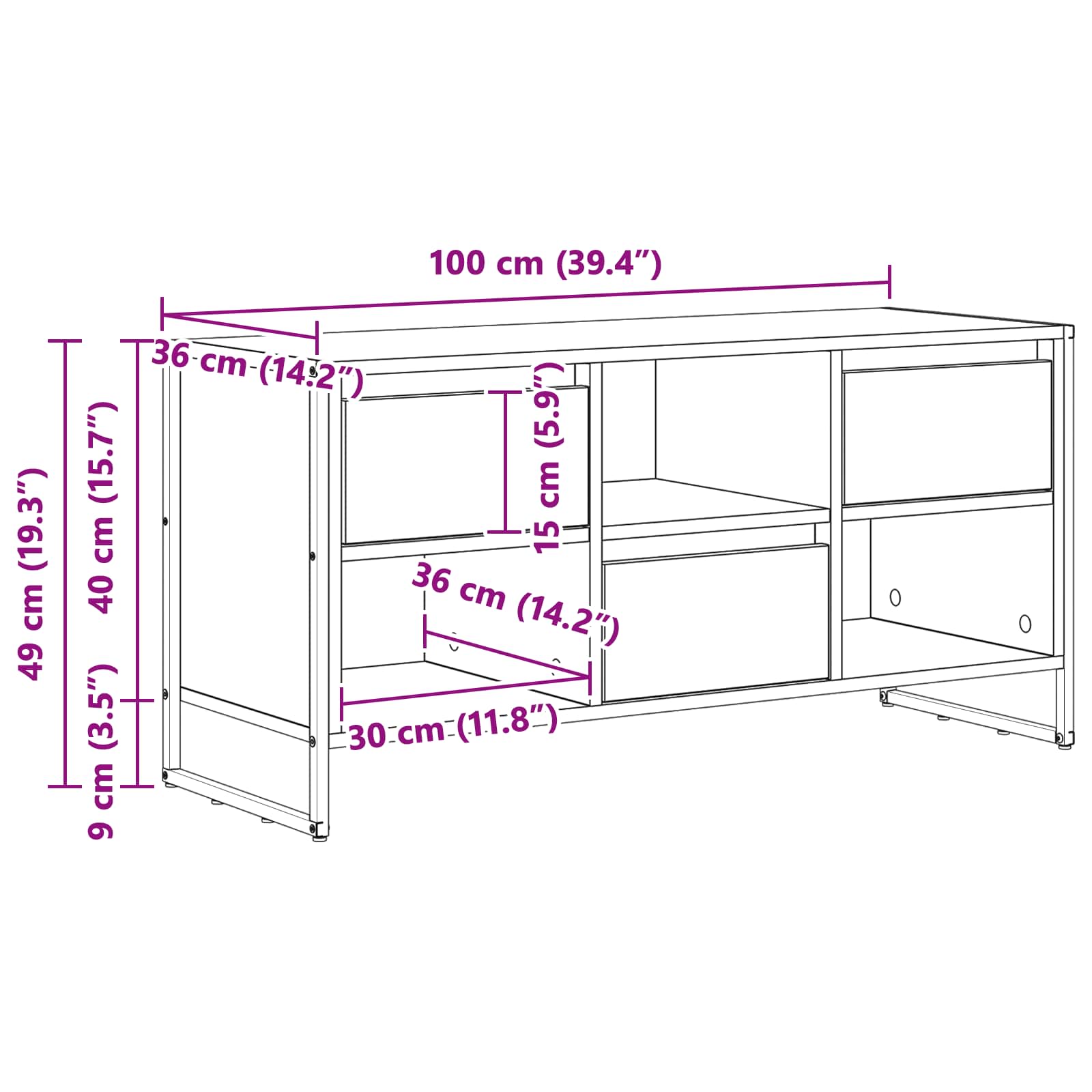 Ντουλάπι TV Γκρίζο Σονομα 100 x 36 x 49,5 εκ Επεξεργασμένο ξύλο