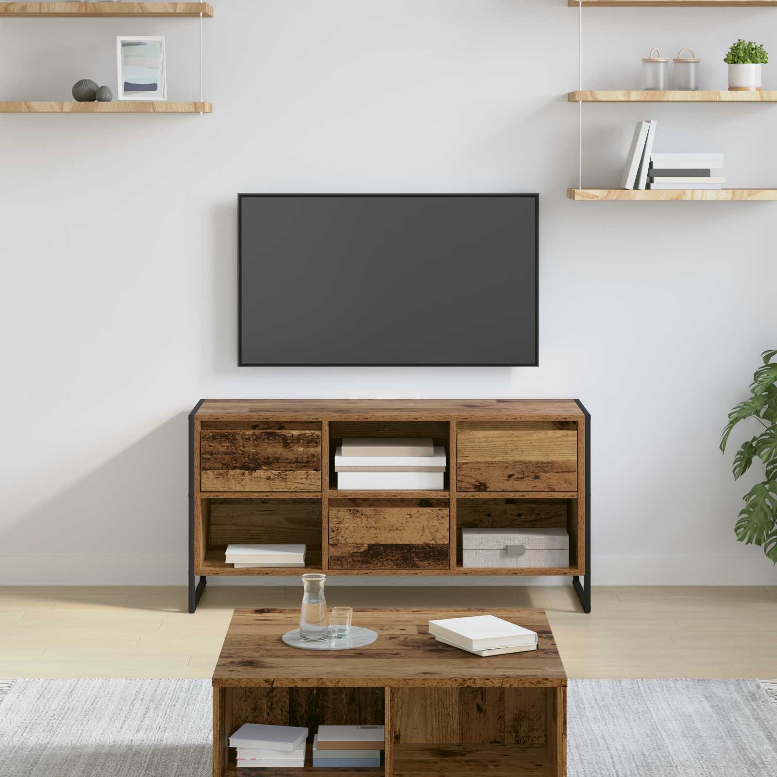 Ντουλάπι TV Παλιό Ξύλο 100 x 36 x 49,5 εκ Επεξεργασμένο ξύλο
