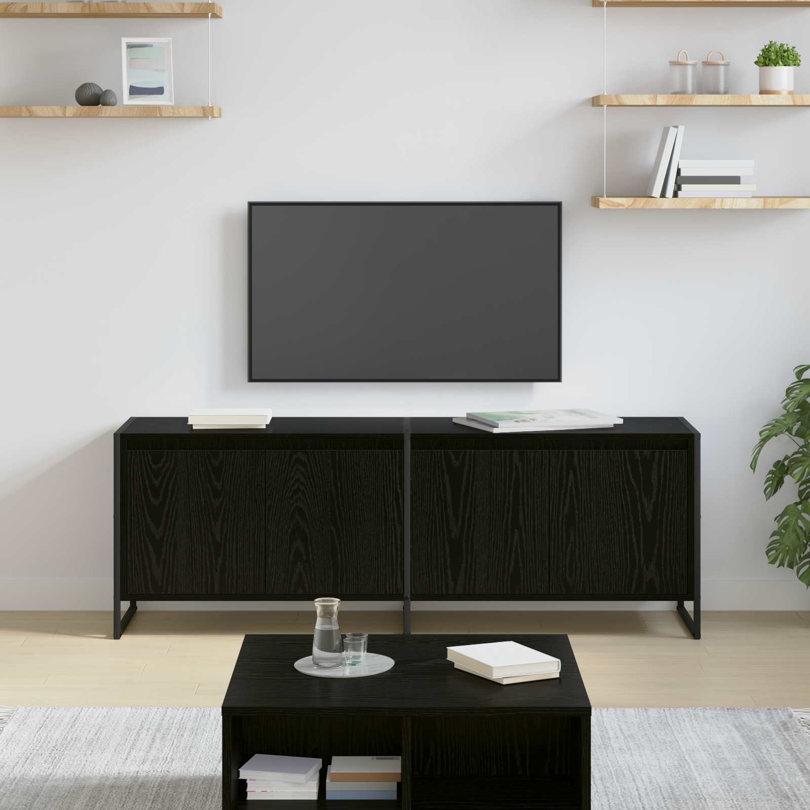 Ντουλάπι TV Μαύρη Οξυά 140 x 36 x 49.5 εκ Επεξεργασμένο ξύλο