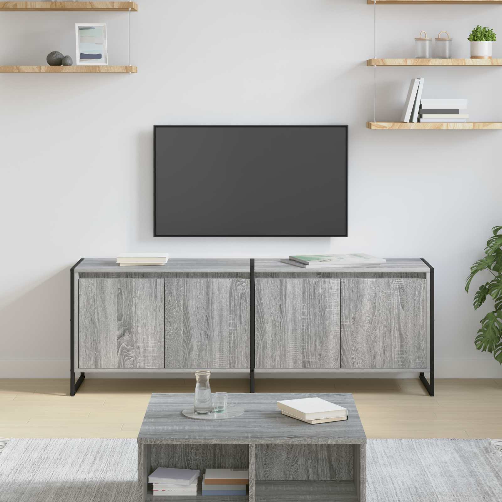 Ντουλάπι TV Γκρίζο Σονομα 140 x 36 x 49.5 εκ Επεξεργασμένο ξύλο - Pakobazaar
