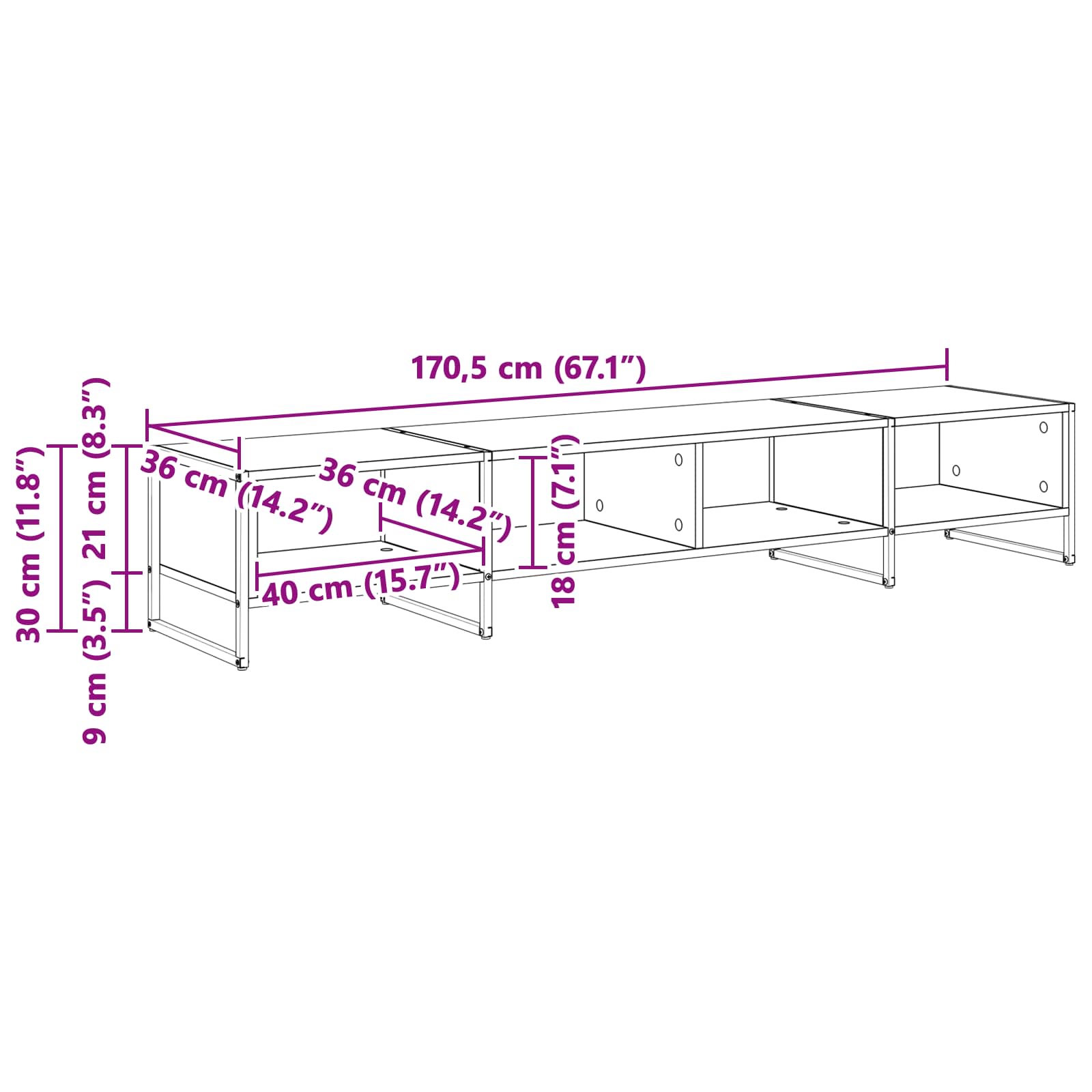 Ντουλάπι TV Καπνιστό Δρύς 170.5 x 36 x 30.5 εκ - Pakobazaar