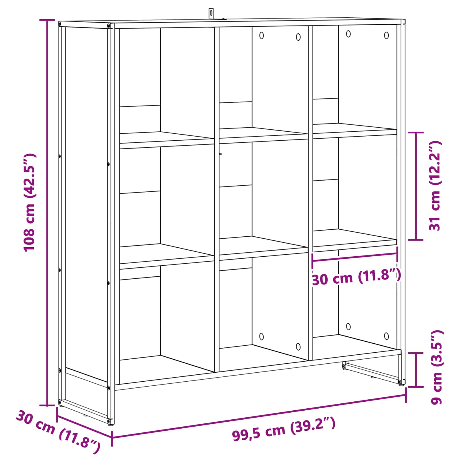 Βιβλιοθήκη Καπνιστό Δρύς 99.5 x 30 x 108.5 εκ