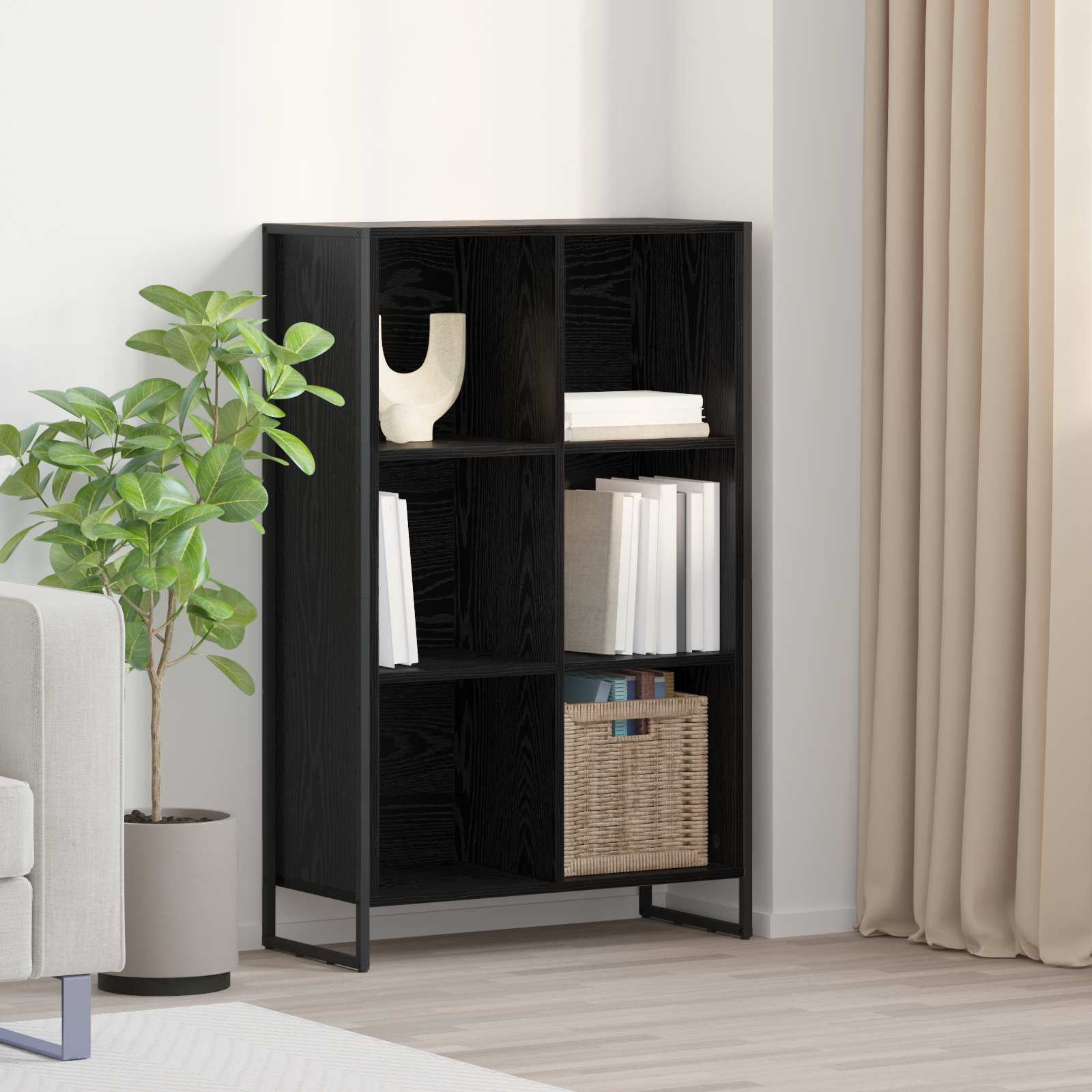 Βιβλιοθήκη Μαύρη Οξυά 99.5 x 30 x 108.5 εκ Επεξεργασμένο ξύλο