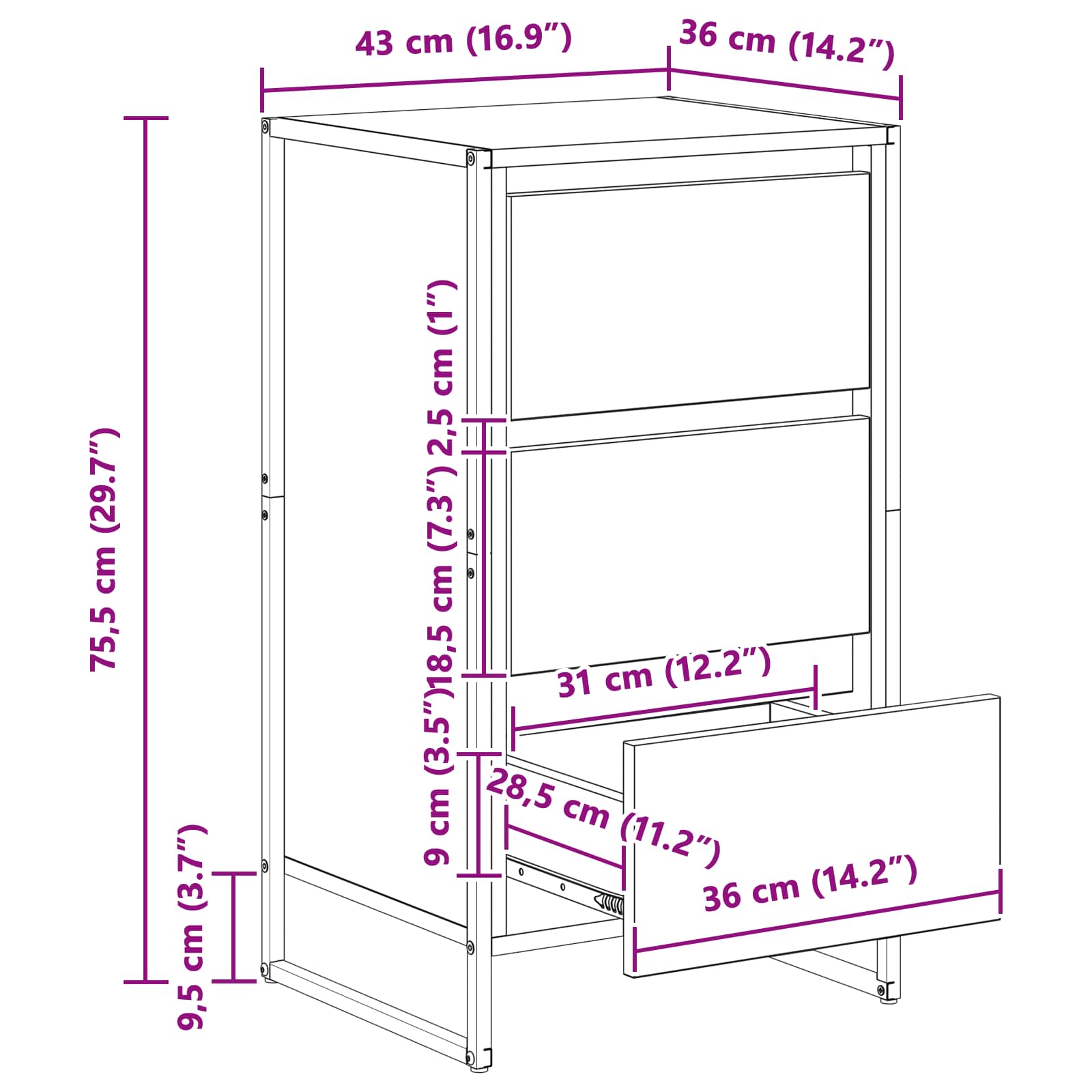 Πλαϊνό γραφείο Καρυδιά Χειροποίητης Εργασίας 42 x 36 x 75.5 εκ.