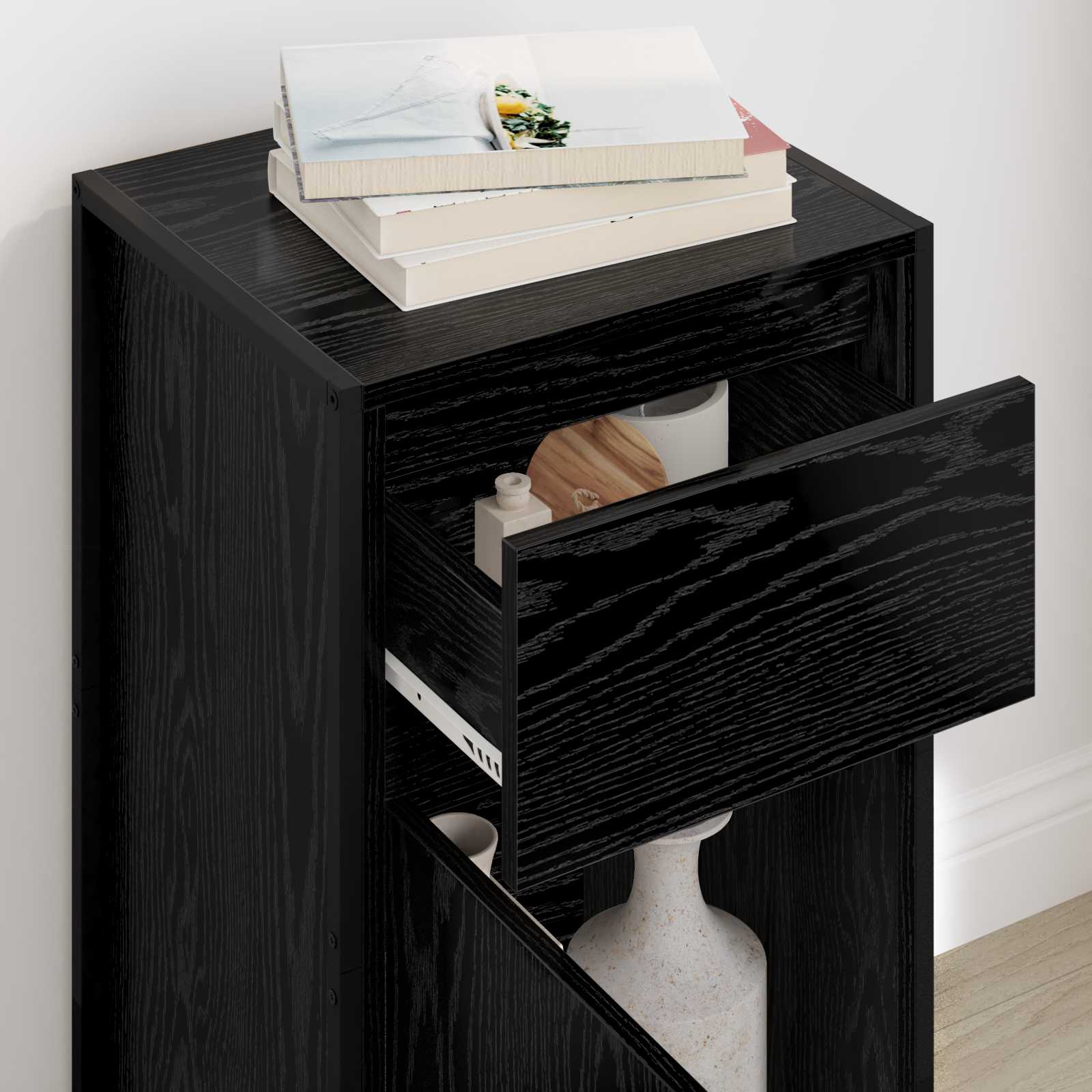 Πλαϊνό γραφείο με συρτάρι Μαύρη Οξυά 81 x 36 x 150.5 εκ.