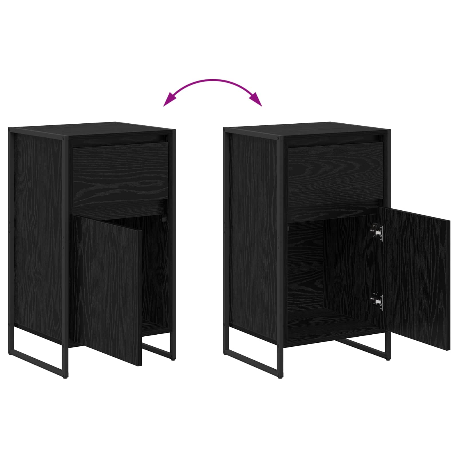 Πλαϊνό γραφείο με συρτάρι Μαύρη Οξυά 81 x 36 x 150.5 εκ.