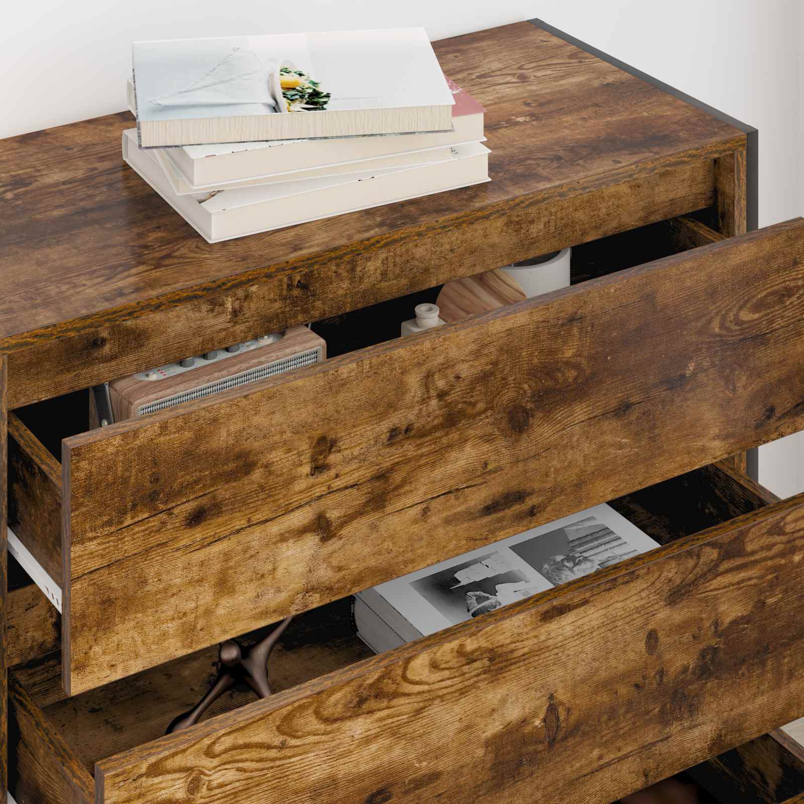 Πλαϊνό γραφείο με συρτάρι Καπνιστό Δρύς 79 x 36 x 75.5 εκ.