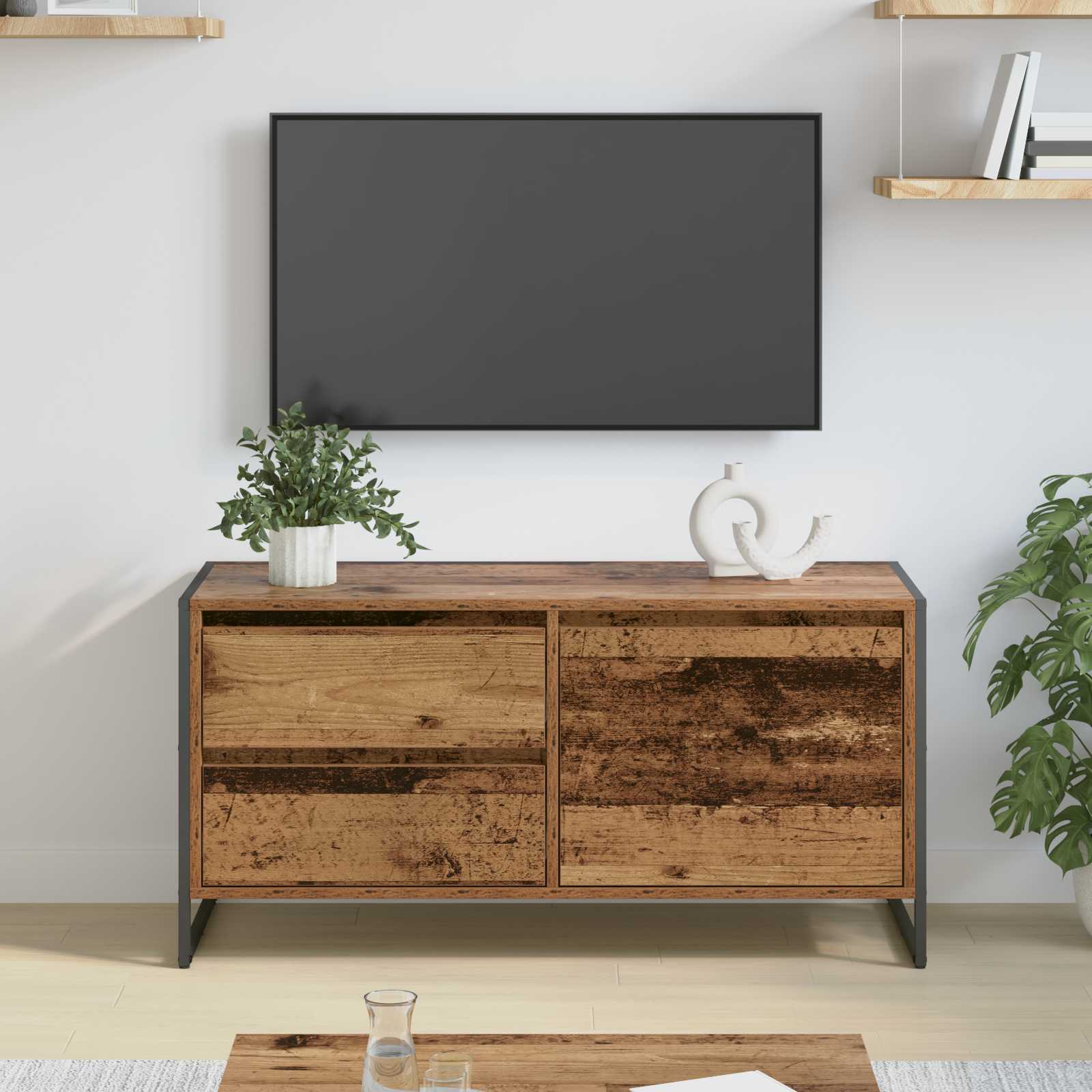 Ντουλάπι TV Παλιό Ξύλο 100 x 36 x 49.5 εκ Επεξεργασμένο ξύλο