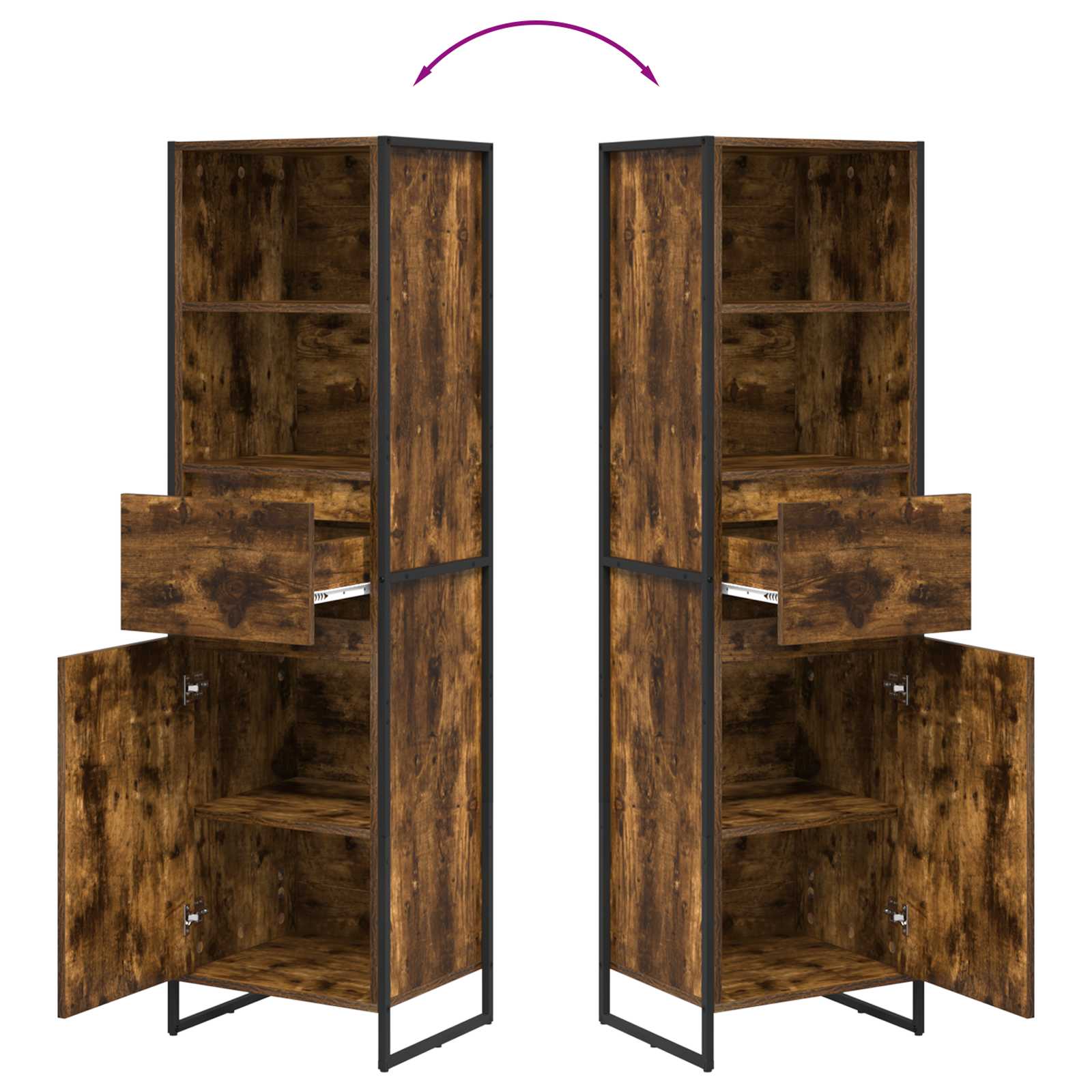 Βιβλιοθήκη Καπνιστό Δρύς 43 x 36 x 150.5 εκ Επεξεργασμένο ξύλο