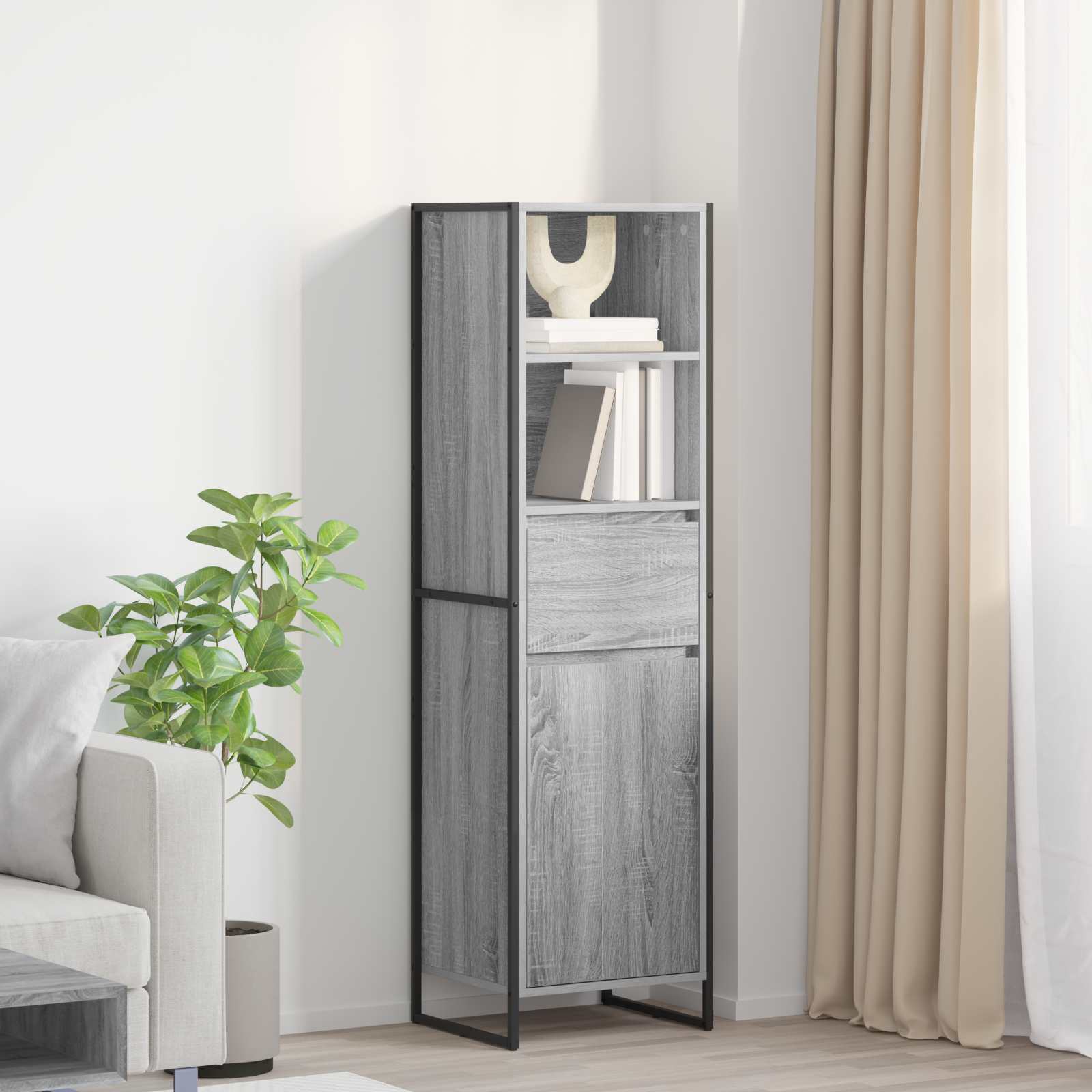 Βιβλιοθήκη Γκρίζο Σονομα 43 x 36 x 150.5 εκ Επεξεργασμένο ξύλο