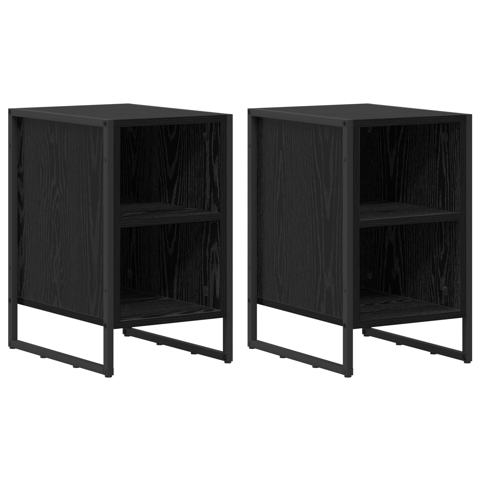Κομοδίνο 2 pcs Μαύρη Οξυά 39.5 x 30 x 50 εκ Επεξεργασμένο ξύλο