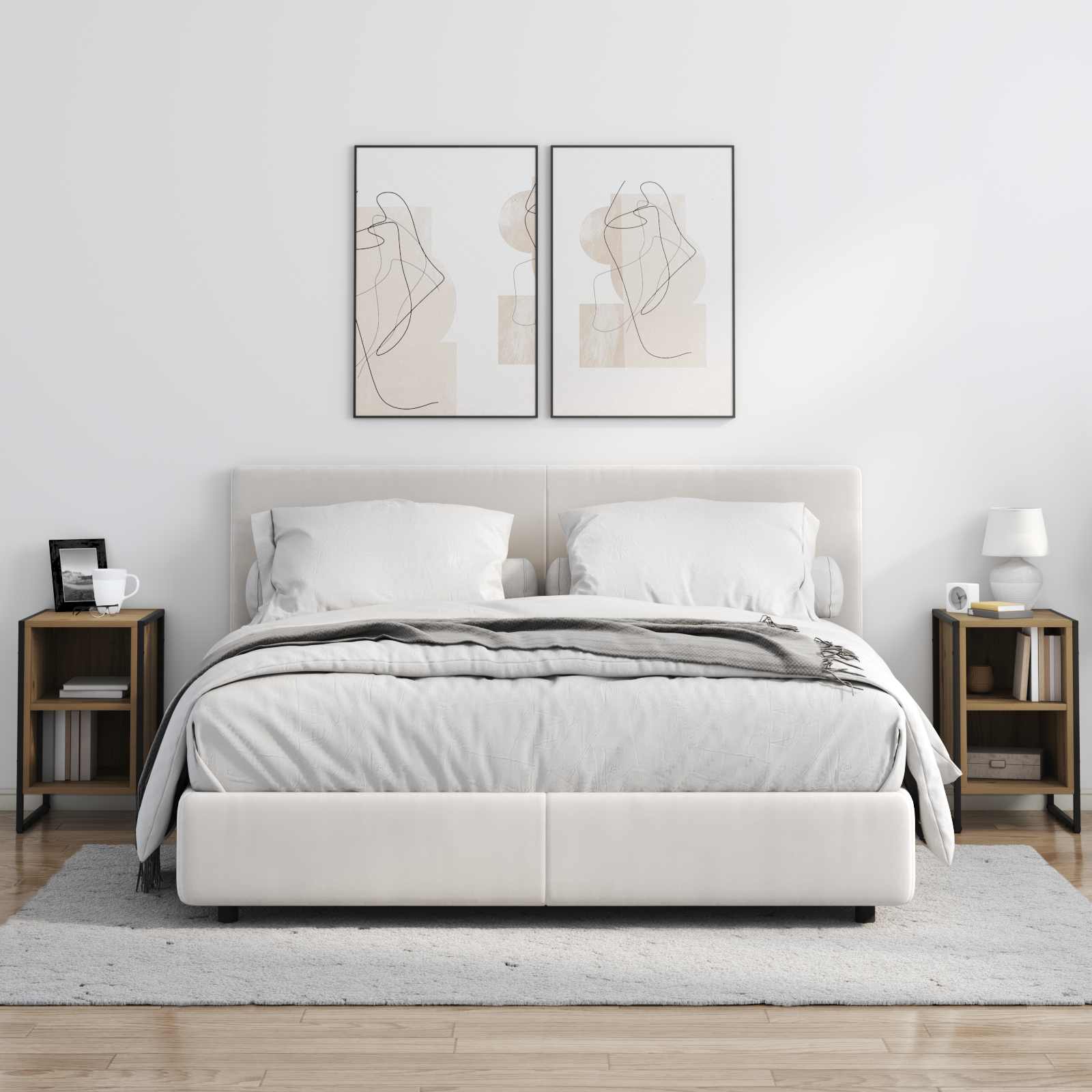 Κομοδίνο 2 pcs Καρυδιά Χειροποίητης Εργασίας 39.5 x 30 x 50 εκ