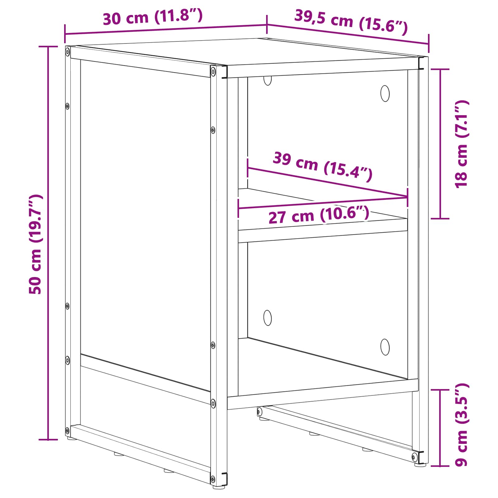 Κομοδίνο 2 pcs Καρυδιά Χειροποίητης Εργασίας 39.5 x 30 x 50 εκ
