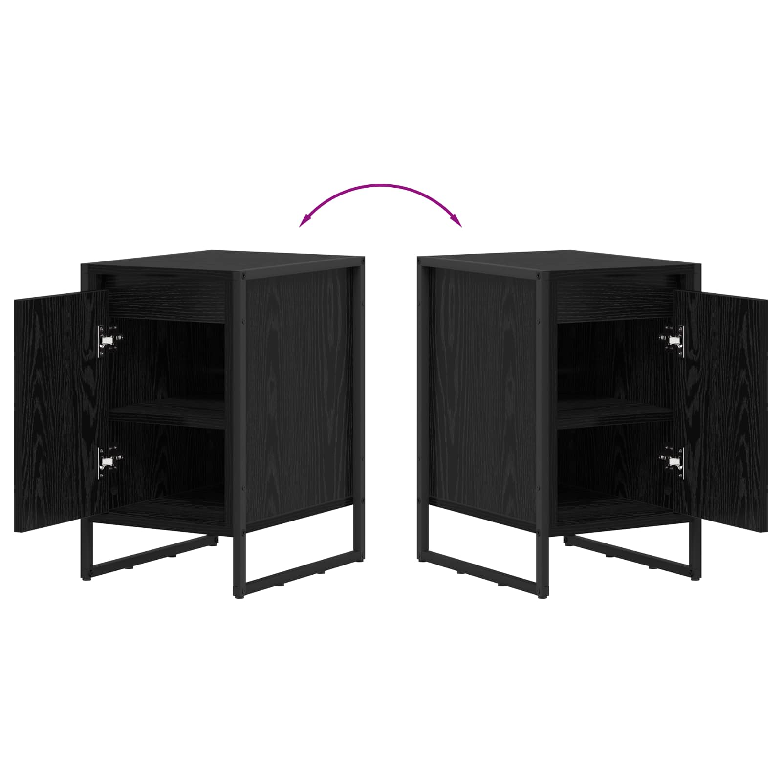 Κομοδίνο 2 pcs Μαύρη Οξυά 39,5 x 30 x 50 εκ Επεξεργασμένο ξύλο