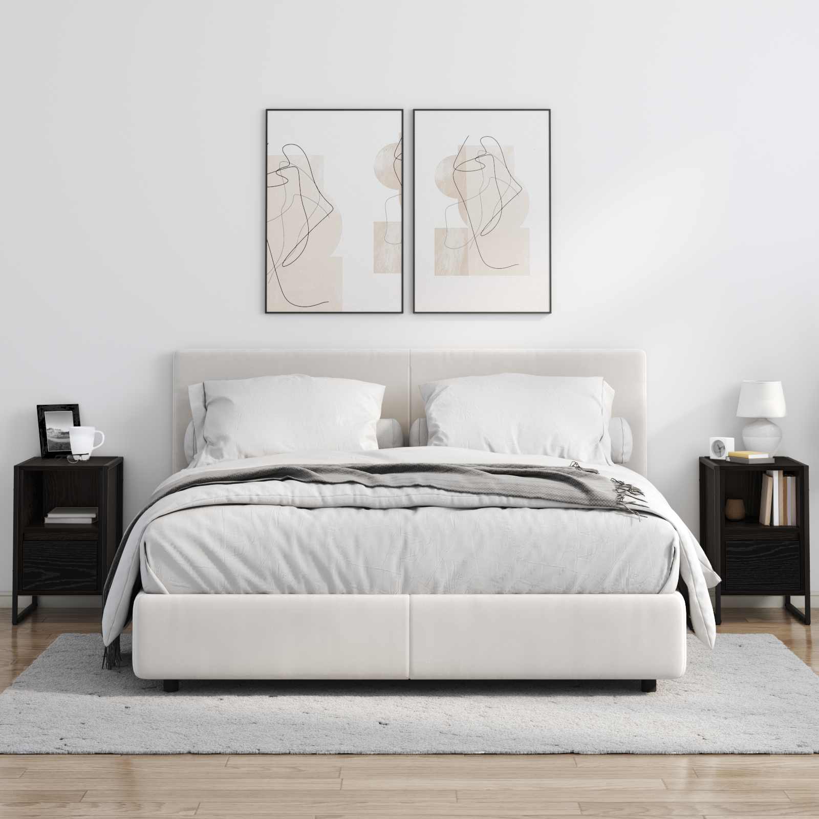 Κομοδίνο Μαύρη Οξυά 39,5 x 30 x 50 εκ Επεξεργασμένο ξύλο