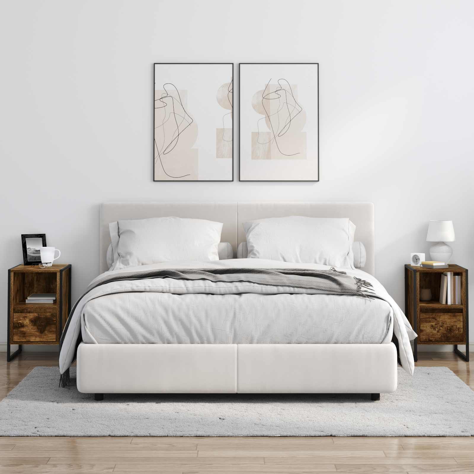 Κομοδίνο με συρτάρι 2 pcs Καπνιστό Δρύς 39,5 x 30 x 50 εκ