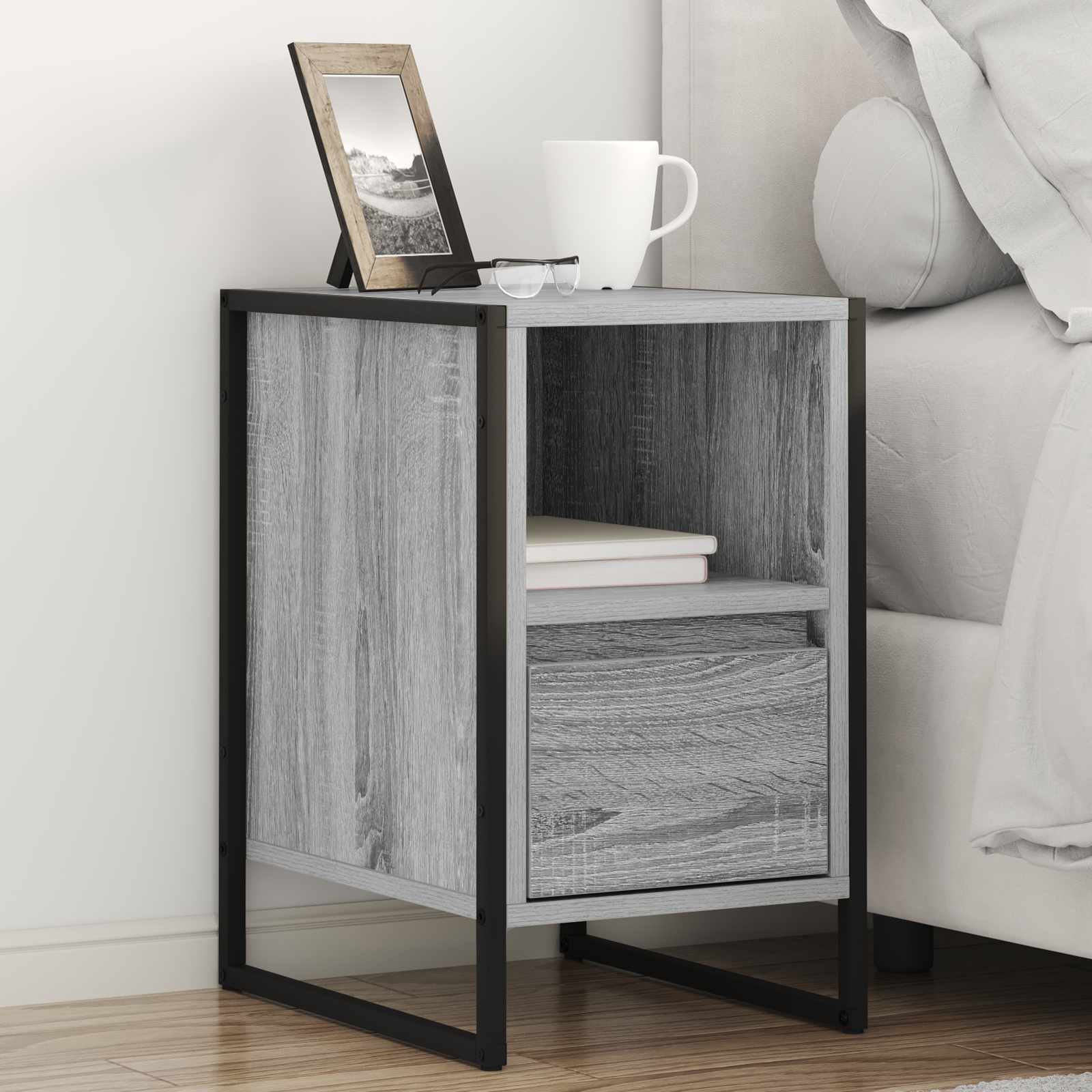 Κομοδίνο με συρτάρι 2 pcs Γκρίζο Σονομα 39,5 x 30 x 50 εκ