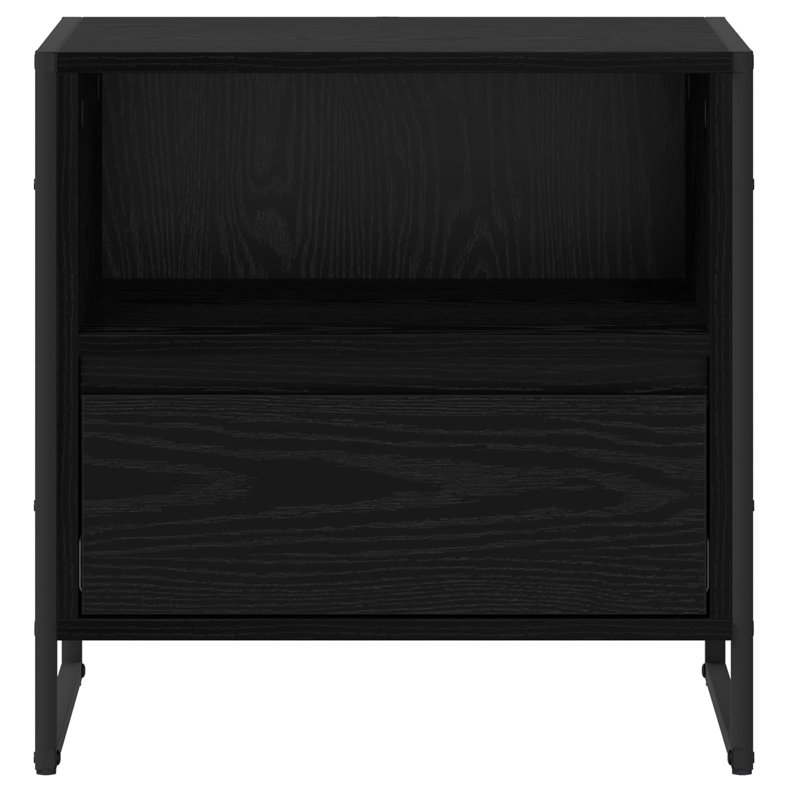 Κομοδίνο Μαύρη Οξυά 50 x 39,5 x 50 εκ. Επεξεργασμένο ξύλο