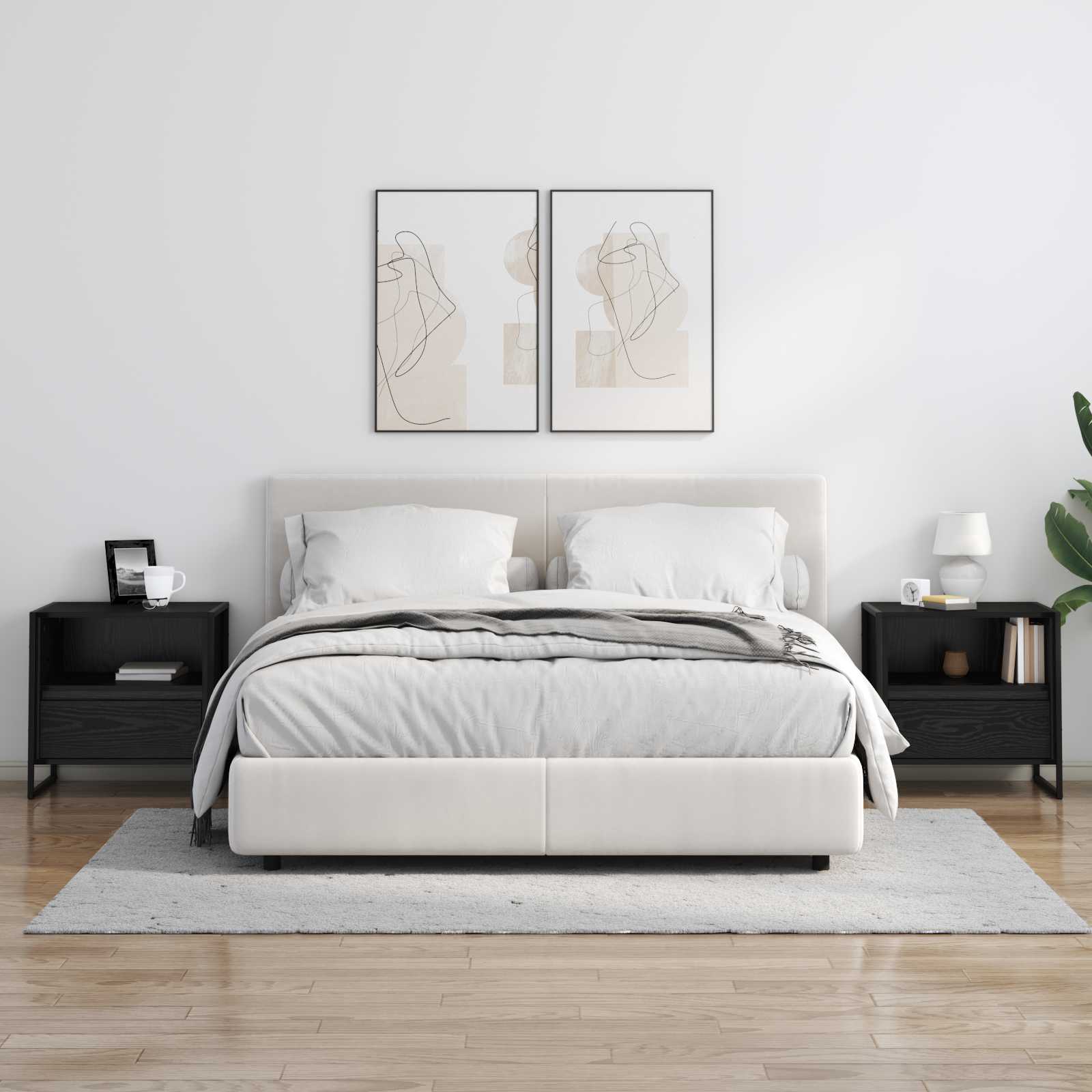 Κομοδίνο 2 pcs Μαύρη Οξυά 50 x 39,5 x 50 εκ. Επεξεργασμένο ξύλο