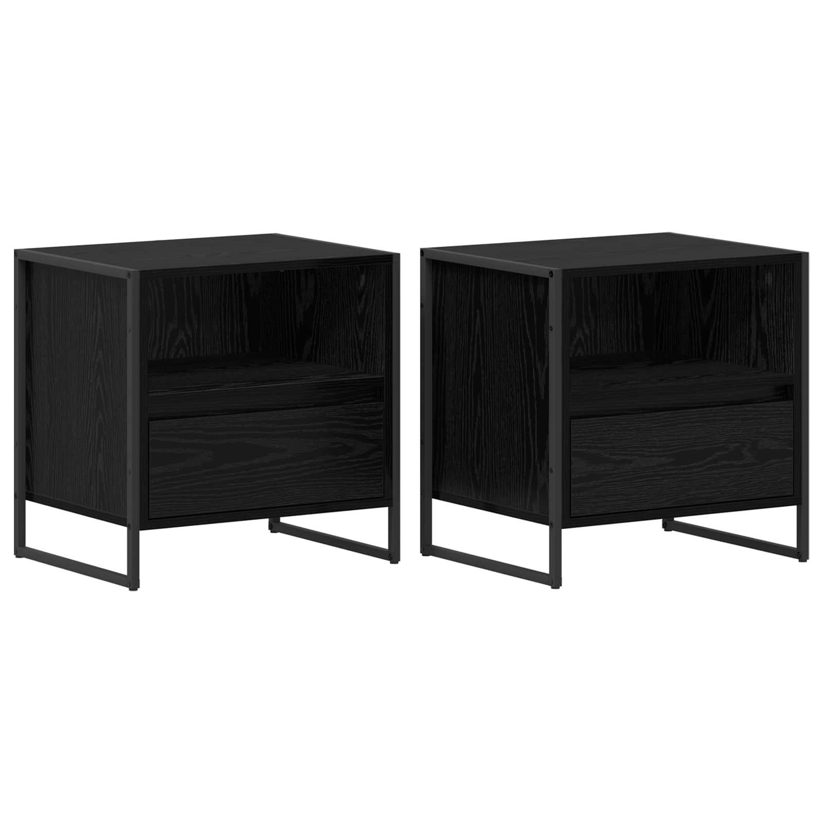 Κομοδίνο 2 pcs Μαύρη Οξυά 50 x 39,5 x 50 εκ. Επεξεργασμένο ξύλο