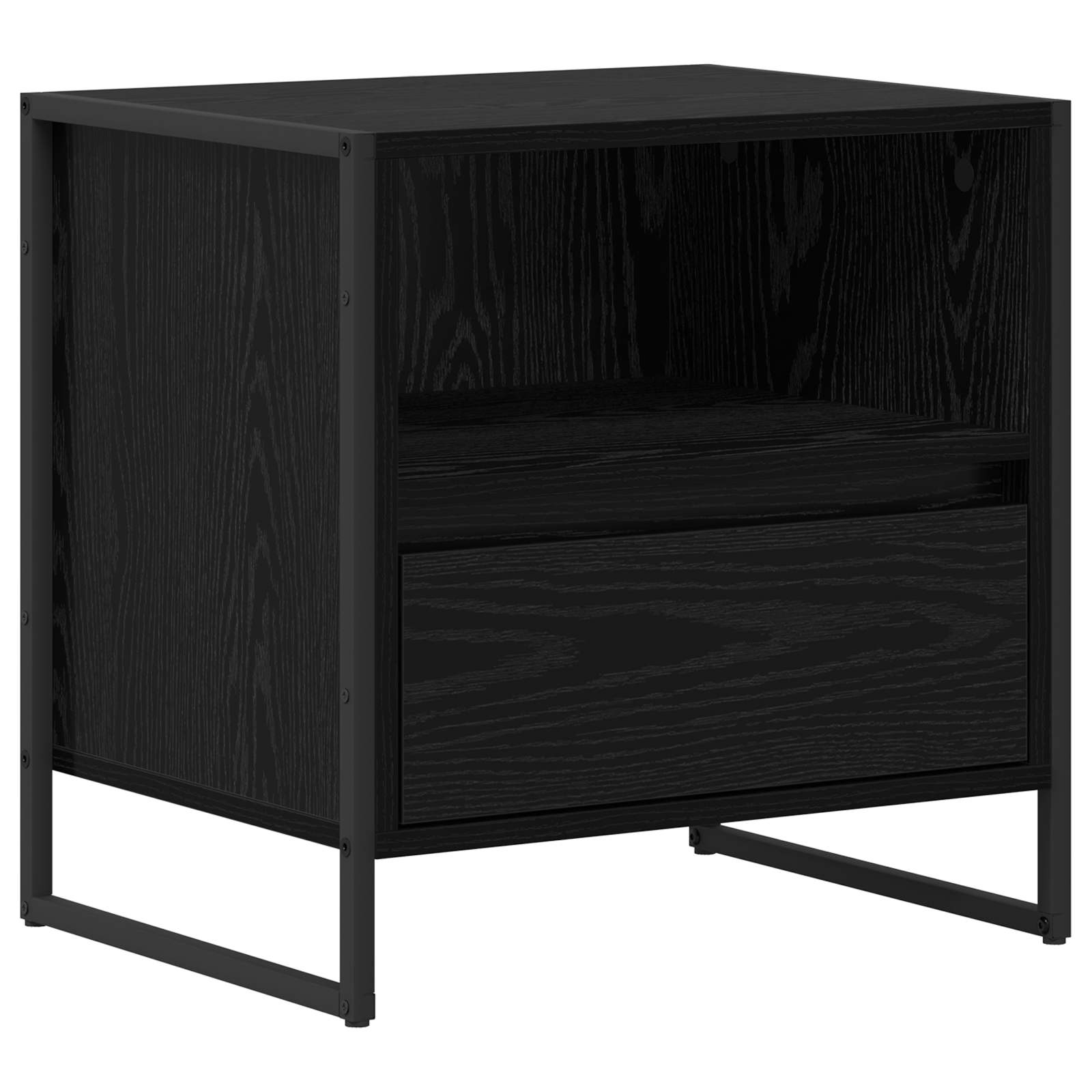 Κομοδίνο 2 pcs Μαύρη Οξυά 50 x 39,5 x 50 εκ. Επεξεργασμένο ξύλο