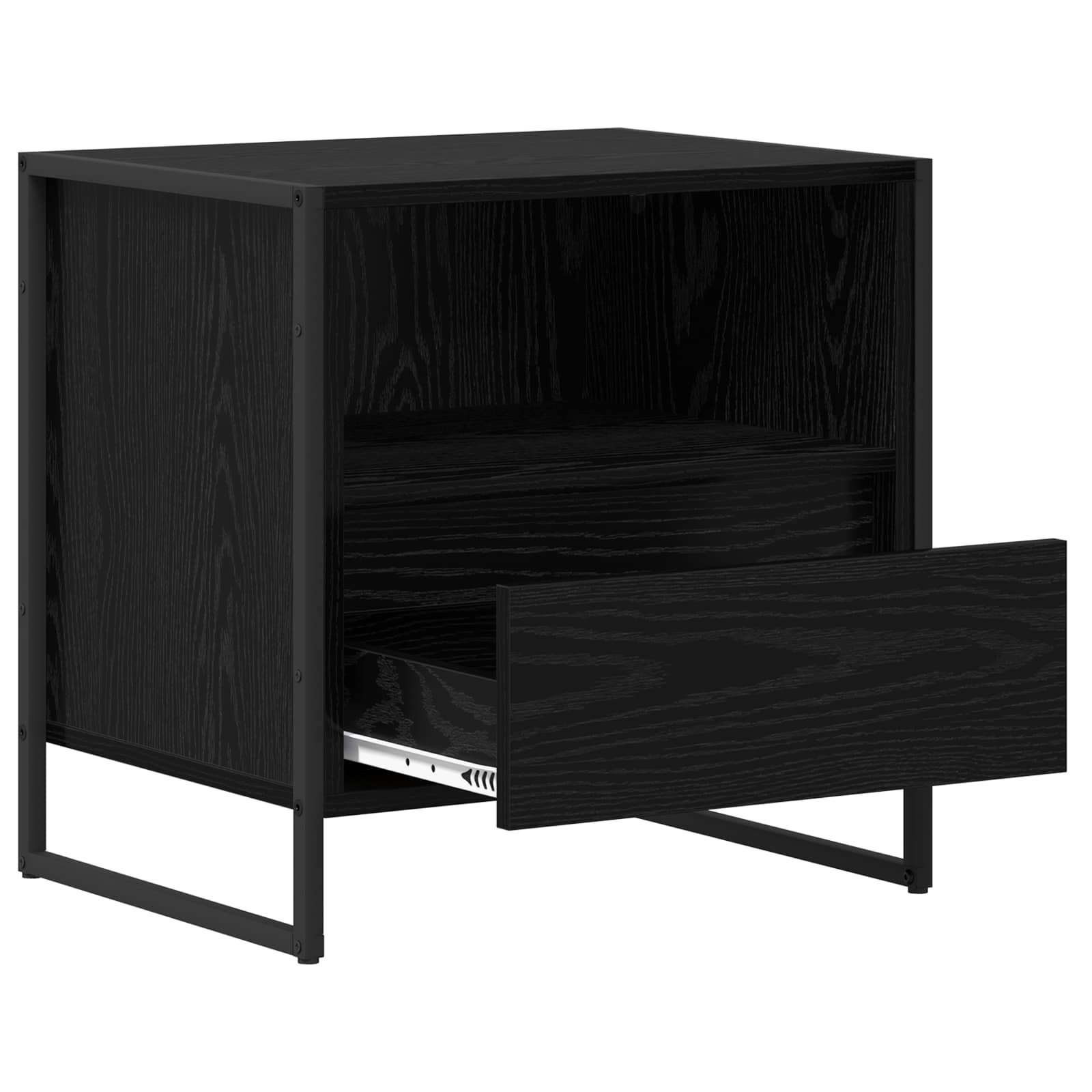 Κομοδίνο 2 pcs Μαύρη Οξυά 50 x 39,5 x 50 εκ. Επεξεργασμένο ξύλο
