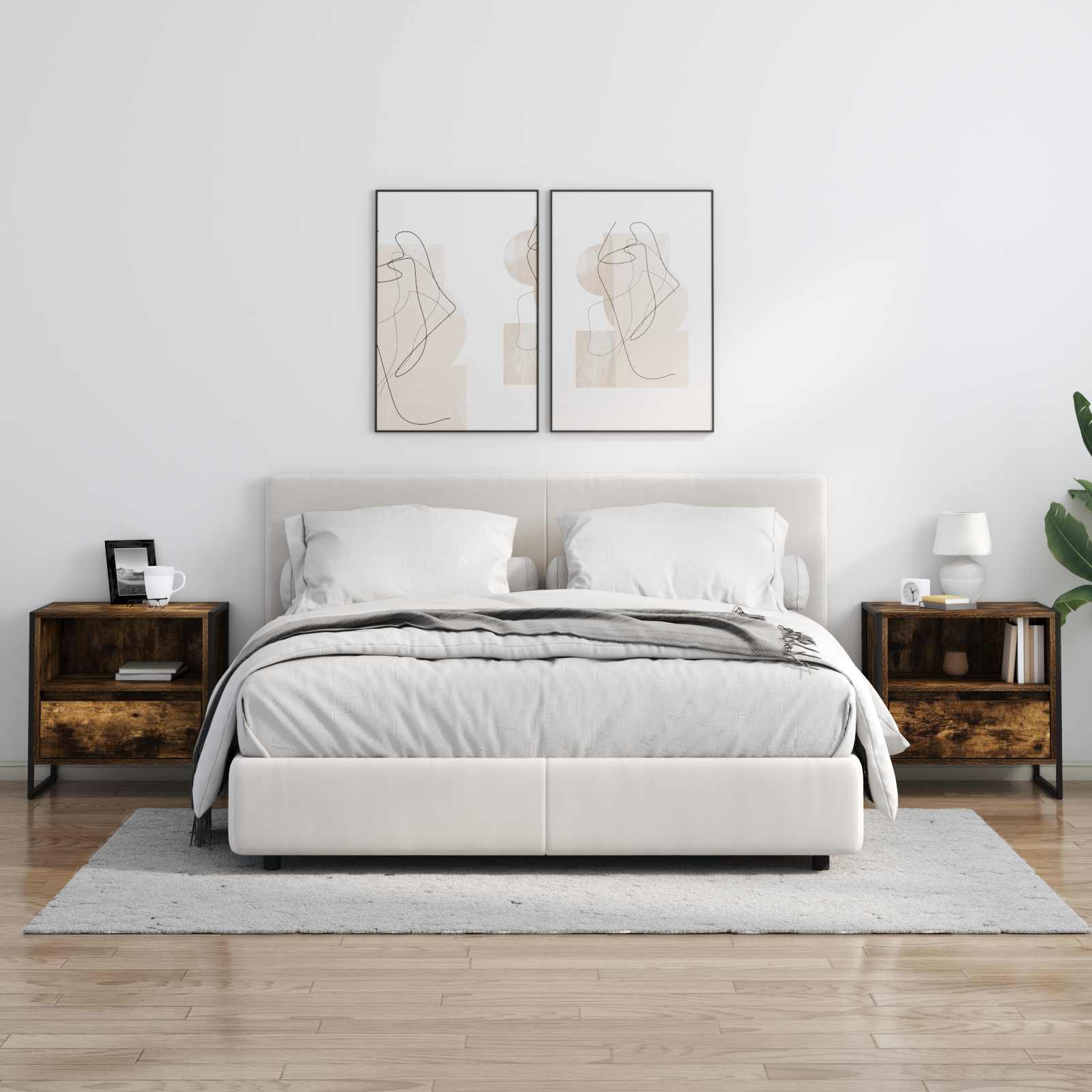 Κομοδίνο με συρτάρι 2 pcs Καπνιστό Δρύς 50 x 39,5 x 50 εκ.