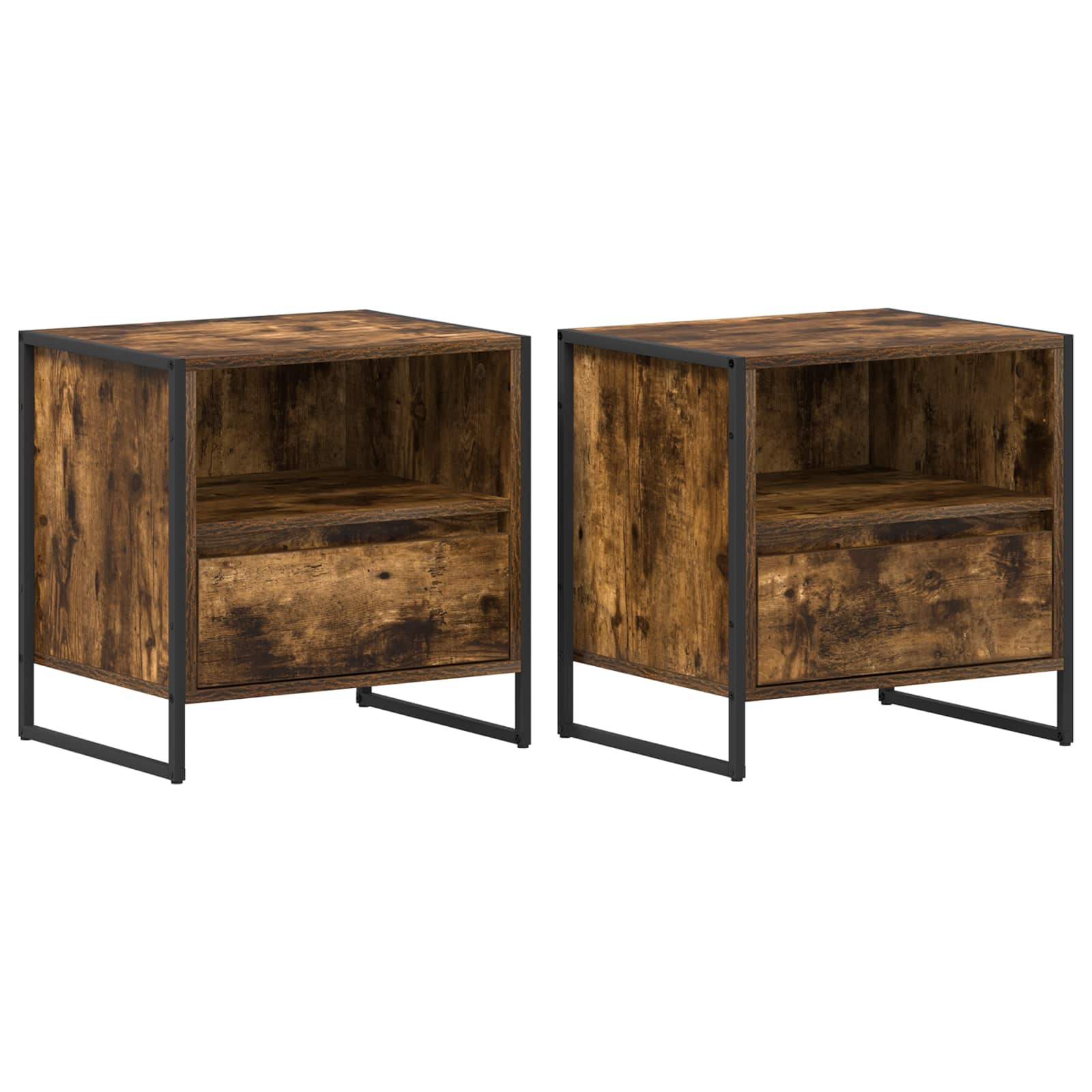 Κομοδίνο με συρτάρι 2 pcs Καπνιστό Δρύς 50 x 39,5 x 50 εκ.