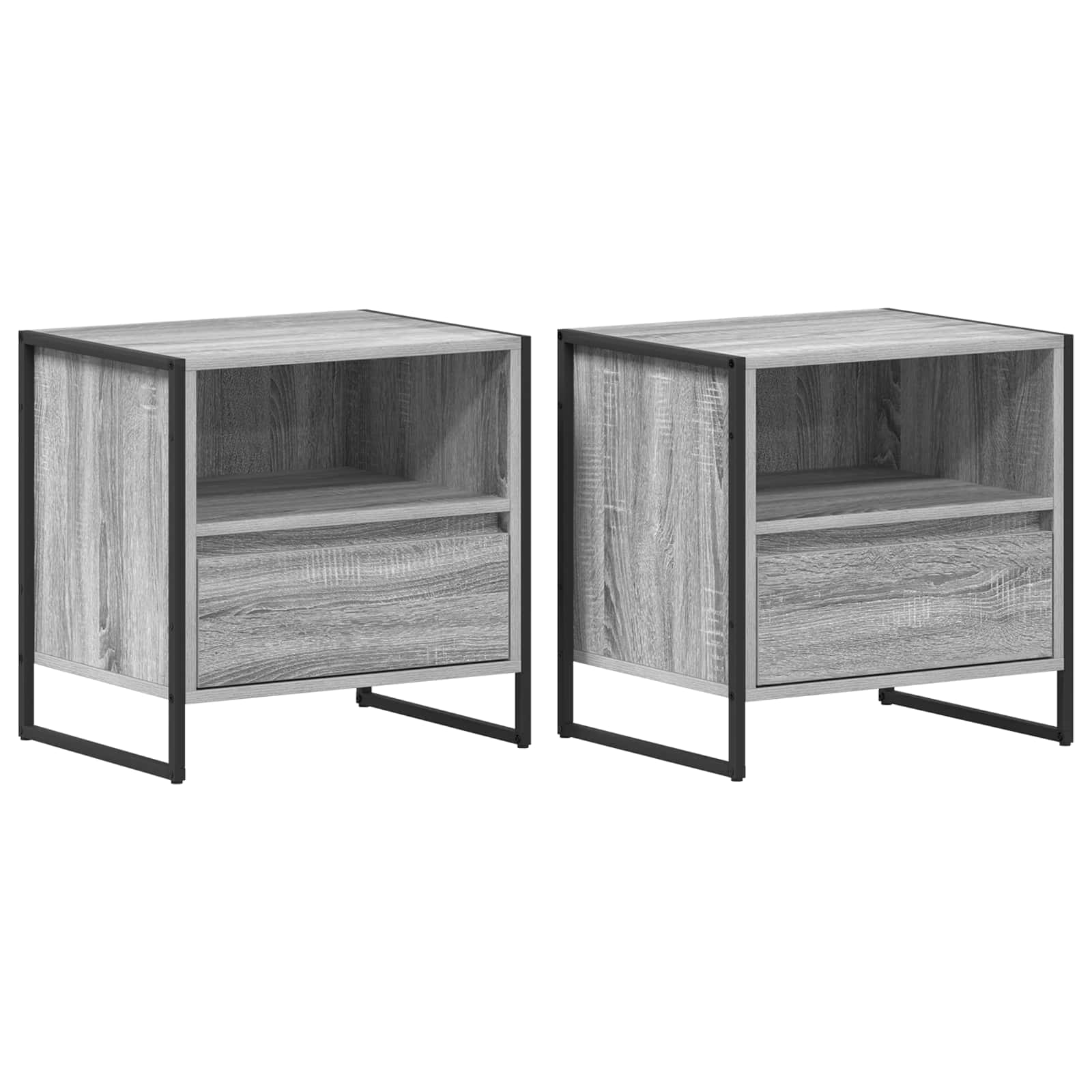 Κομοδίνο με συρτάρι 2 pcs Γκρίζο Σονομα 50 x 39,5 x 50 εκ. - Pakobazaar