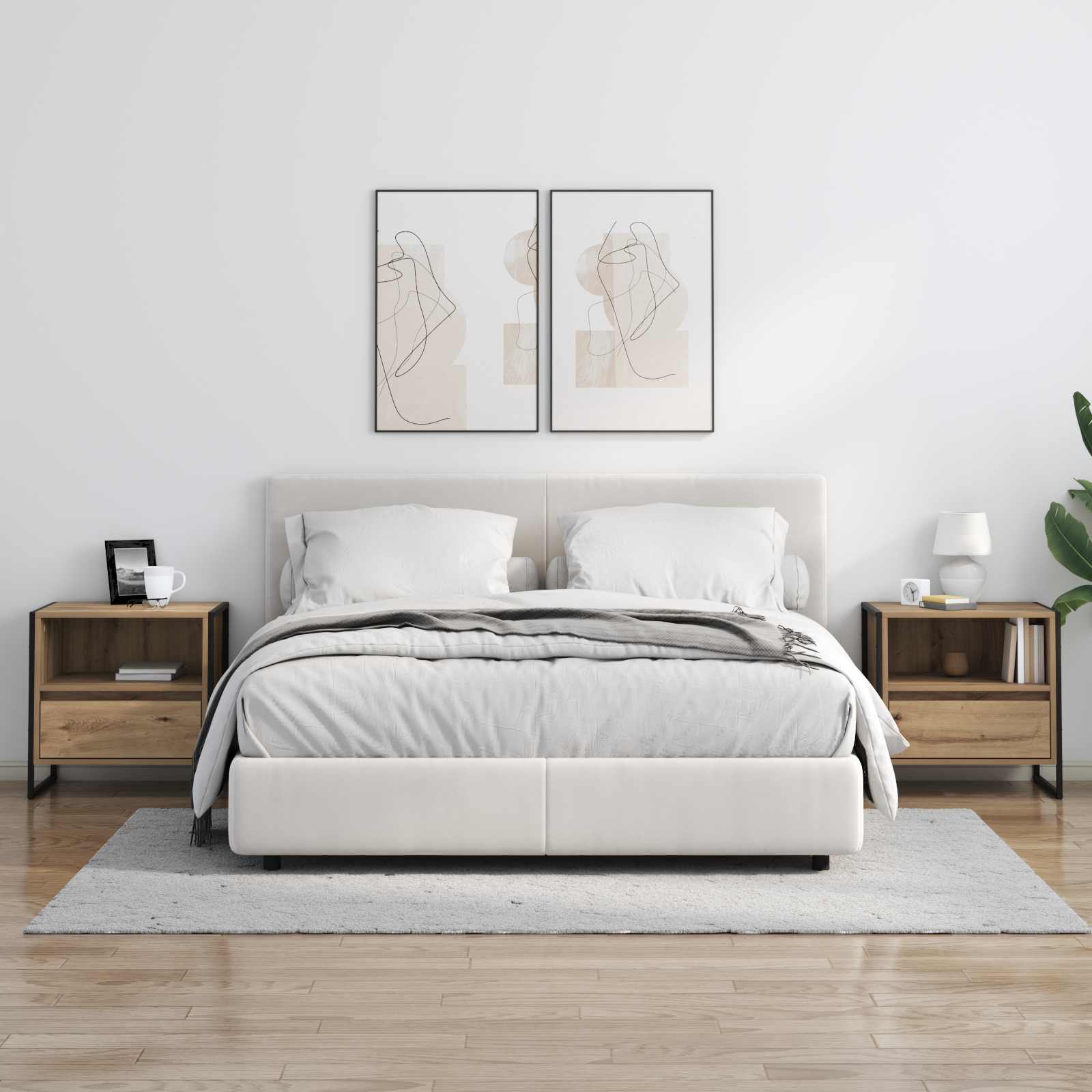 Κομοδίνο 2 pcs Καρυδιά Χειροποίητης Εργασίας 50 x 39,5 x 50 εκ. - Pakobazaar