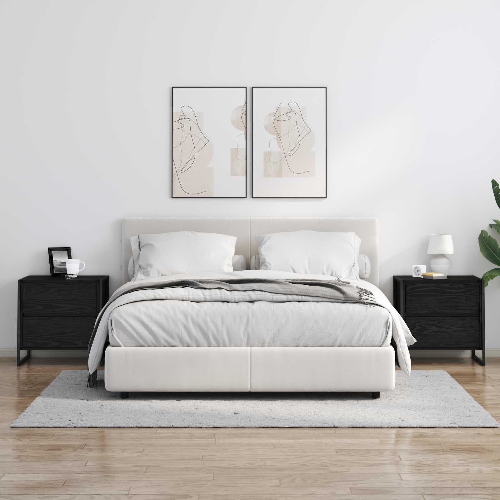 Κομοδίνο 2 pcs Μαύρη Οξυά 50 x 39.5 x 50 εκ. Επεξεργασμένο ξύλο - Pakobazaar