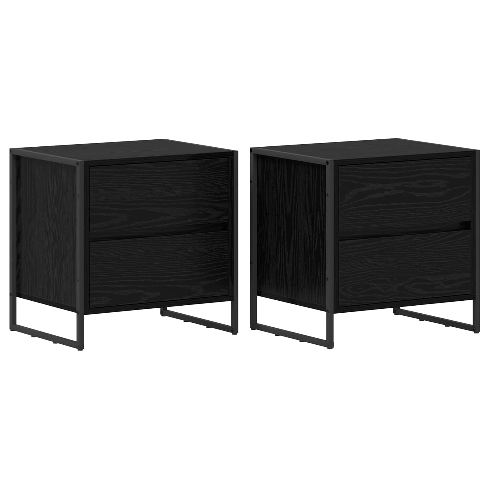 Κομοδίνο 2 pcs Μαύρη Οξυά 50 x 39.5 x 50 εκ. Επεξεργασμένο ξύλο - Pakobazaar