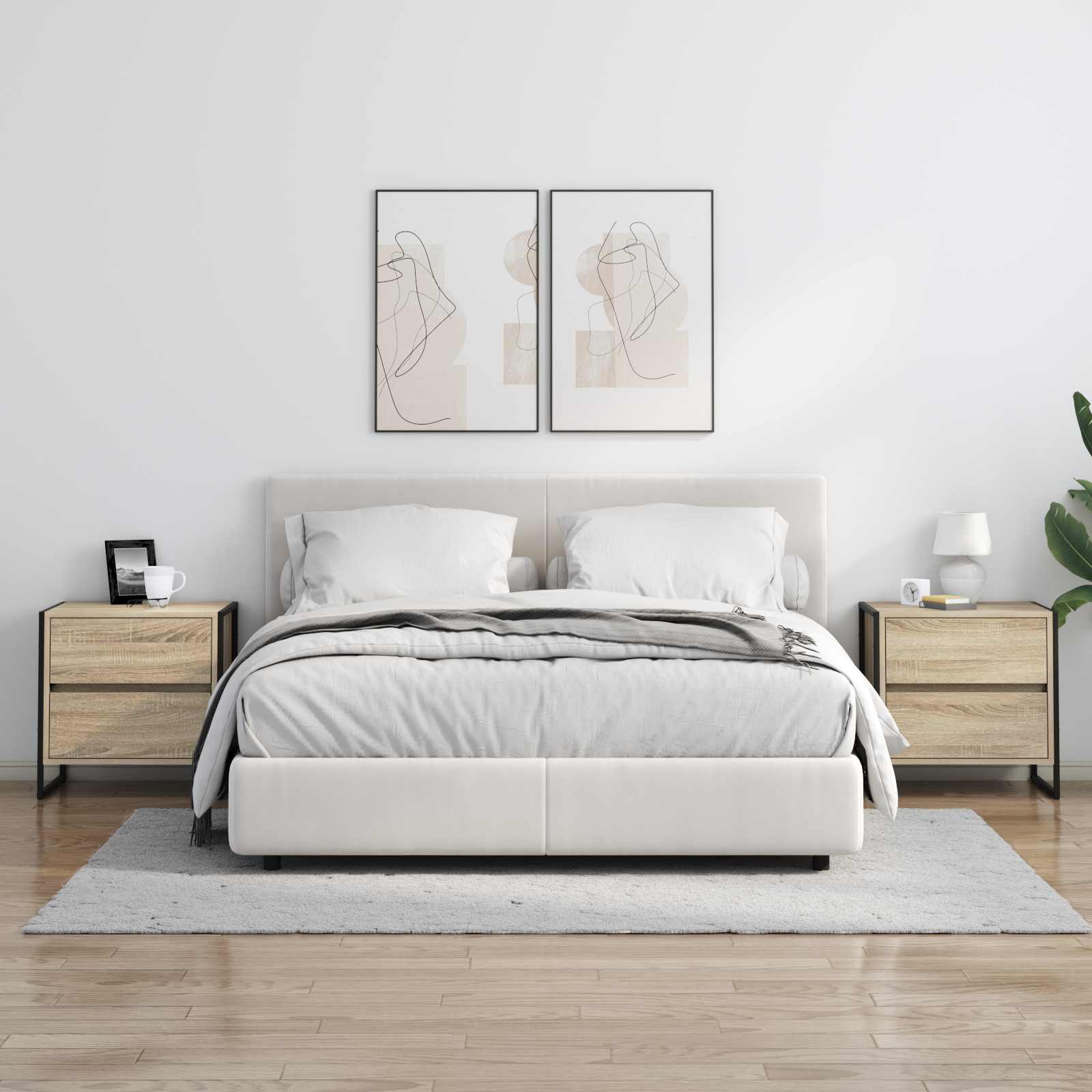 Κομοδίνο 2 pcs Σονόμα 50 x 39.5 x 50 εκ. Επεξεργασμένο ξύλο - Pakobazaar
