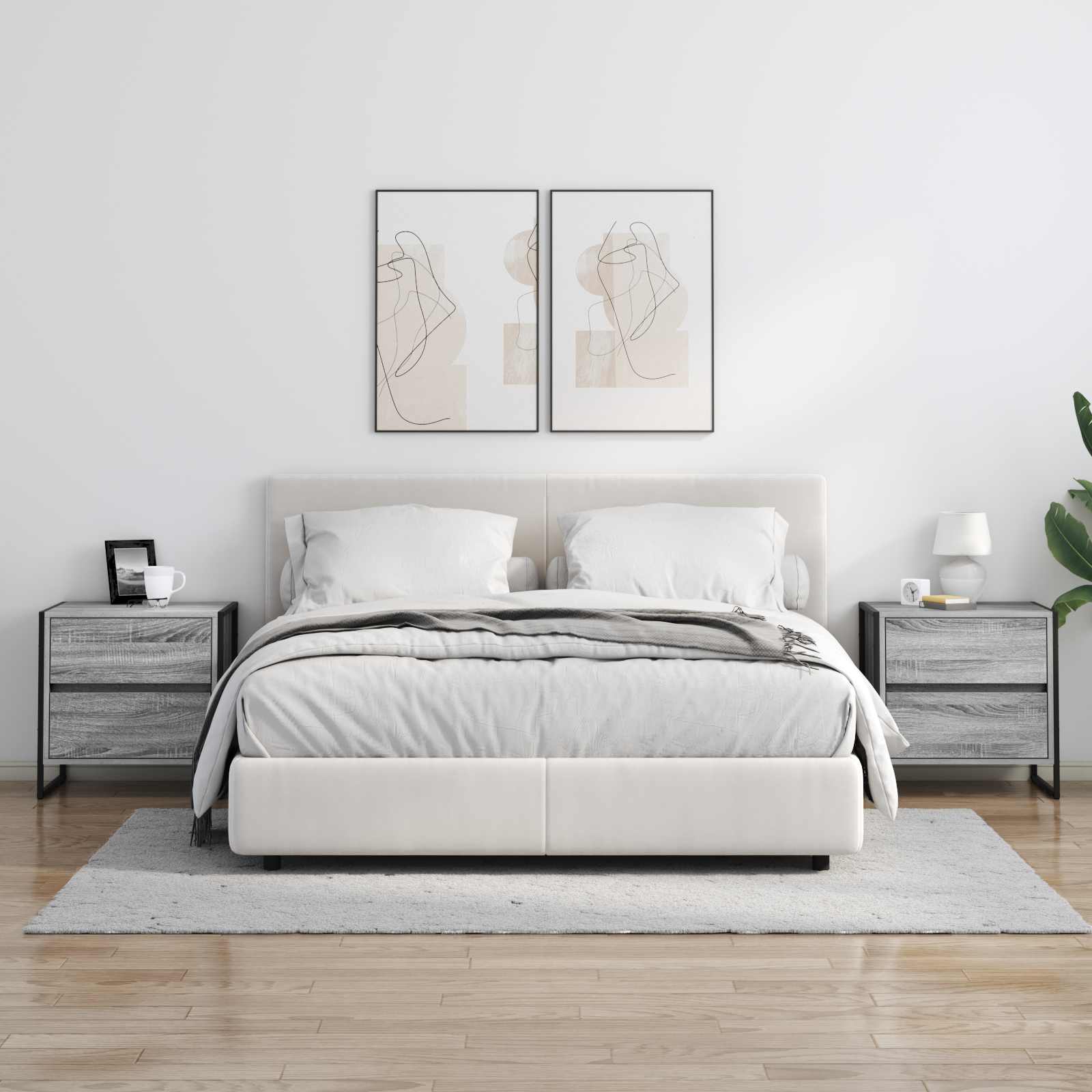 Κομοδίνο με συρτάρι 2 pcs Γκρίζο Σονομα 50 x 39.5 x 50 εκ.