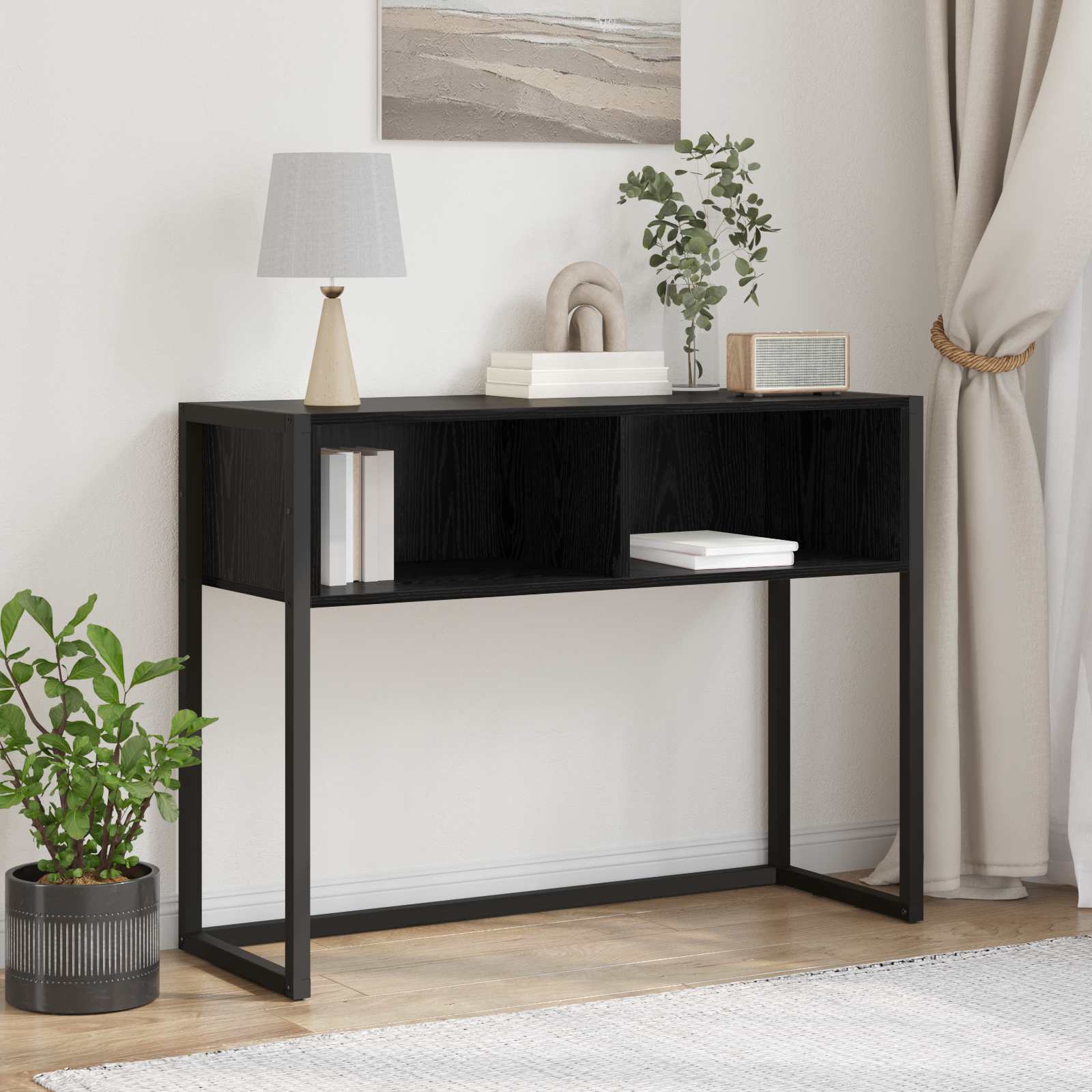 End Table Μαύρη Οξυά 100 x 36 x 75 εκ. Επεξεργασμένο ξύλο