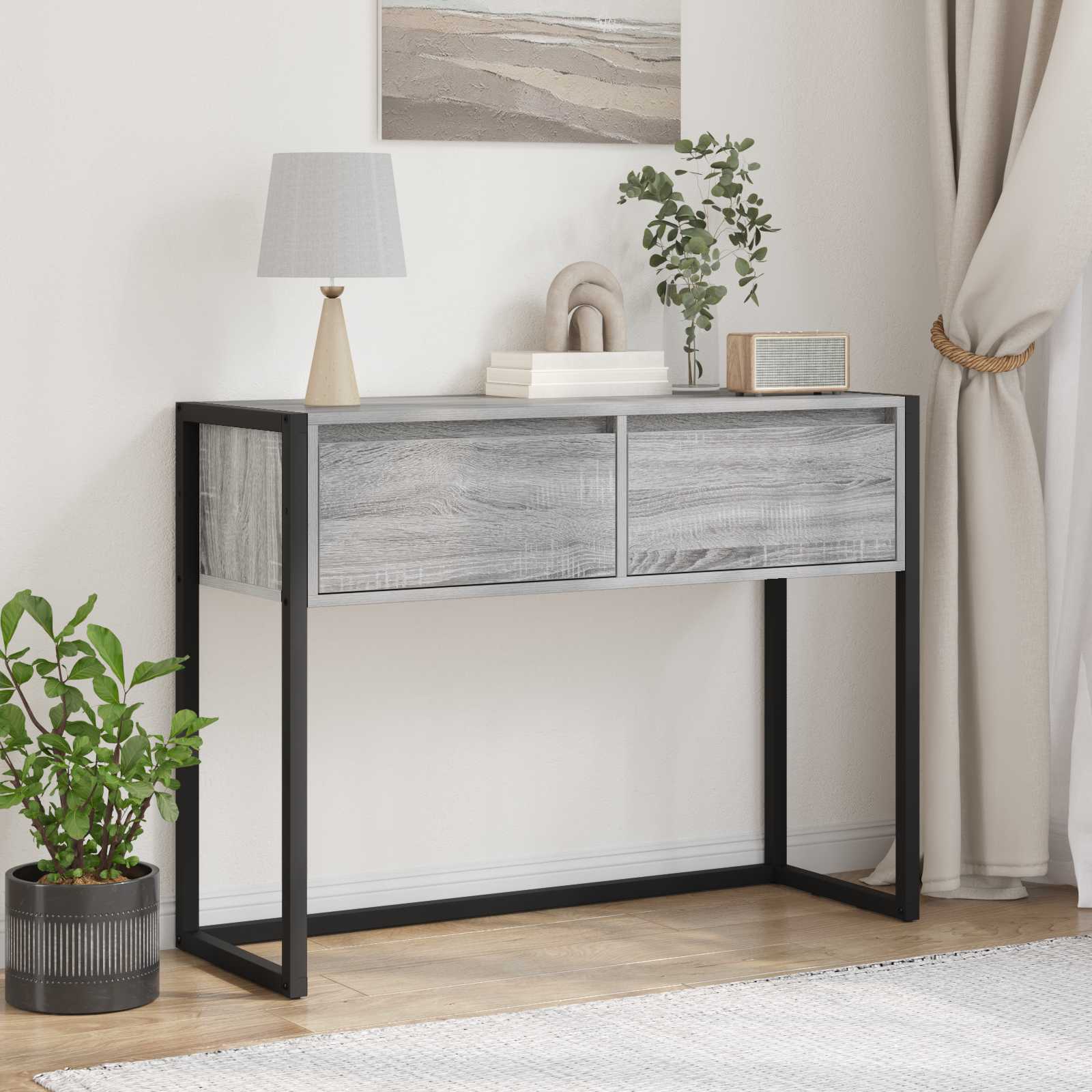 End Table Γκρίζο Σονομα 100 x 36 x 75 εκ. Επεξεργασμένο ξύλο