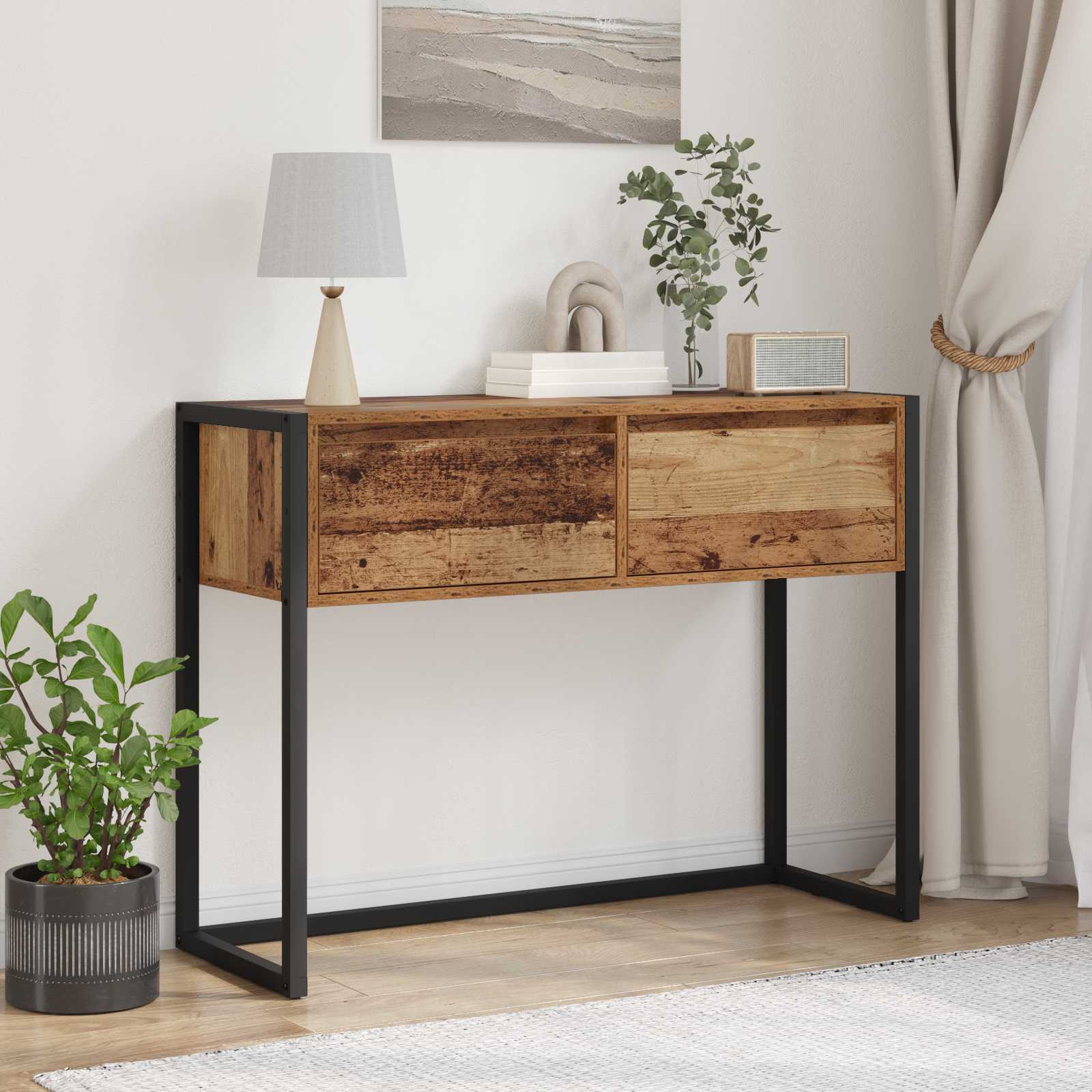 End Table Παλιό Ξύλο 100 x 36 x 75 εκ. Επεξεργασμένο ξύλο