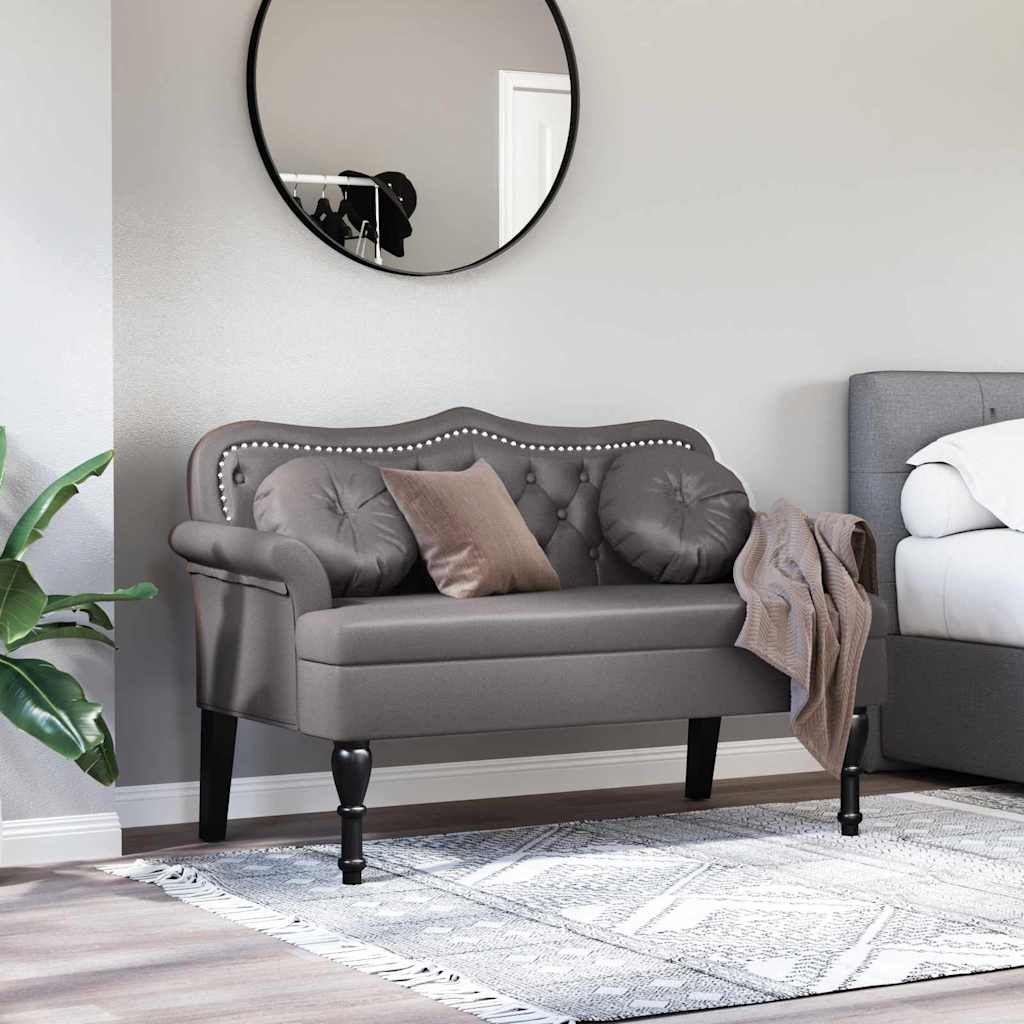 Καναπές Chesterfield Γκρι 120,5 x 65 x 75 εκ. Τεχνητό Δέρμα - Pakobazaar