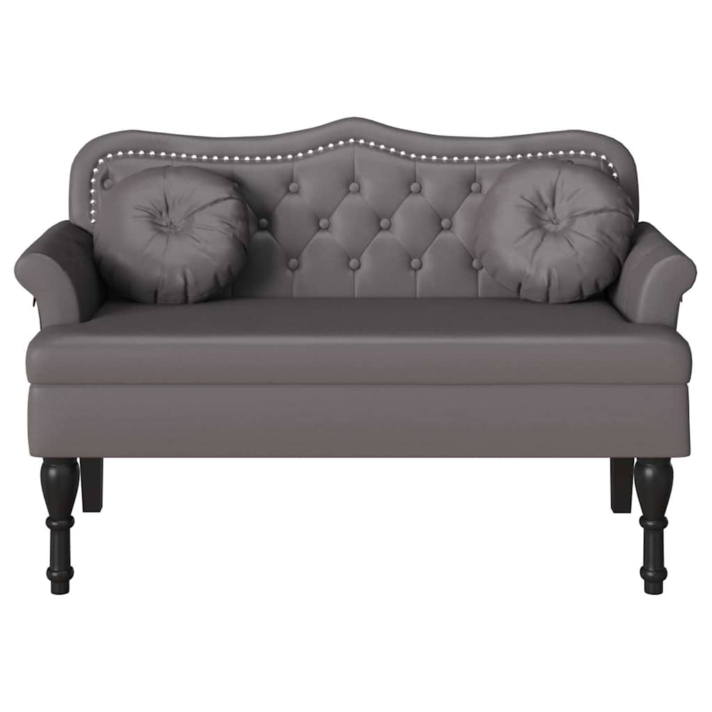Καναπές Chesterfield Γκρι 120,5 x 65 x 75 εκ. Τεχνητό Δέρμα - Pakobazaar