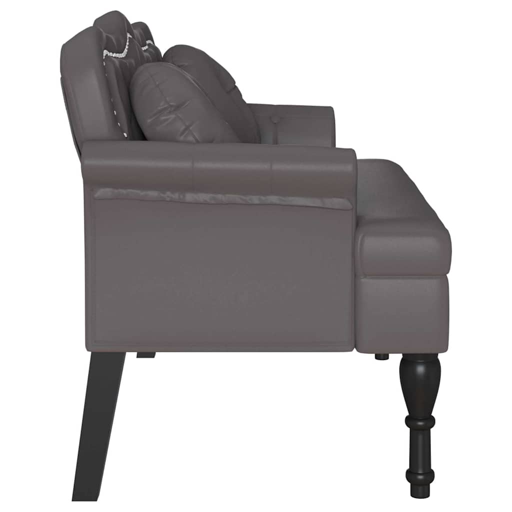 Καναπές Chesterfield Γκρι 120,5 x 65 x 75 εκ. Τεχνητό Δέρμα - Pakobazaar