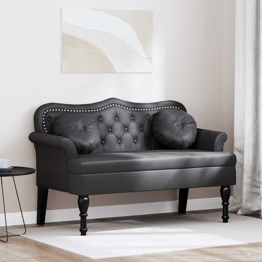 Καναπές Chesterfield Μαύρο 120,5 x 65 x 75 εκ. Τεχνητό Δέρμα - Pakobazaar
