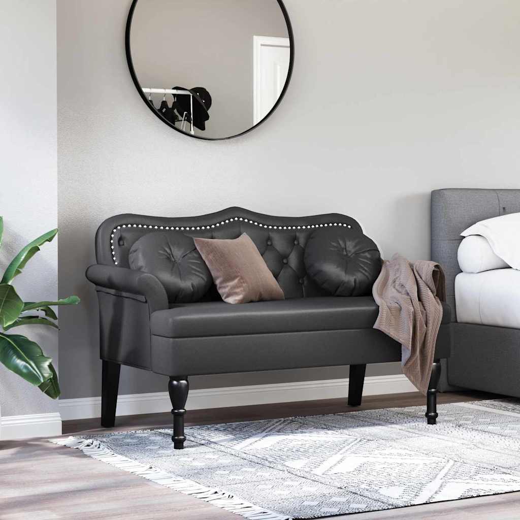 Καναπές Chesterfield Μαύρο 120,5 x 65 x 75 εκ. Τεχνητό Δέρμα - Pakobazaar