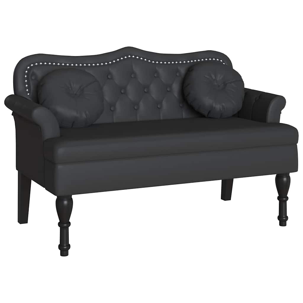 Καναπές Chesterfield Μαύρο 120,5 x 65 x 75 εκ. Τεχνητό Δέρμα - Pakobazaar