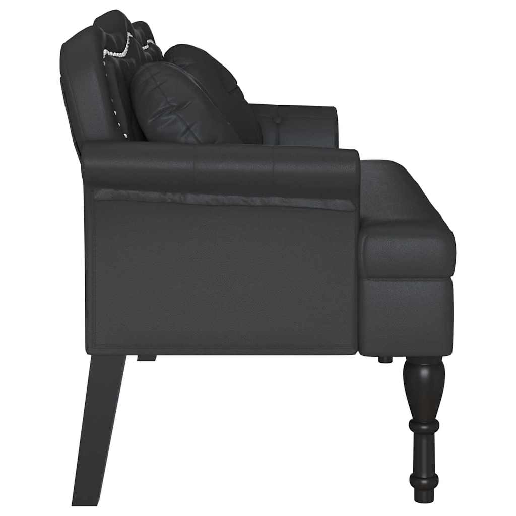 Καναπές Chesterfield Μαύρο 120,5 x 65 x 75 εκ. Τεχνητό Δέρμα - Pakobazaar
