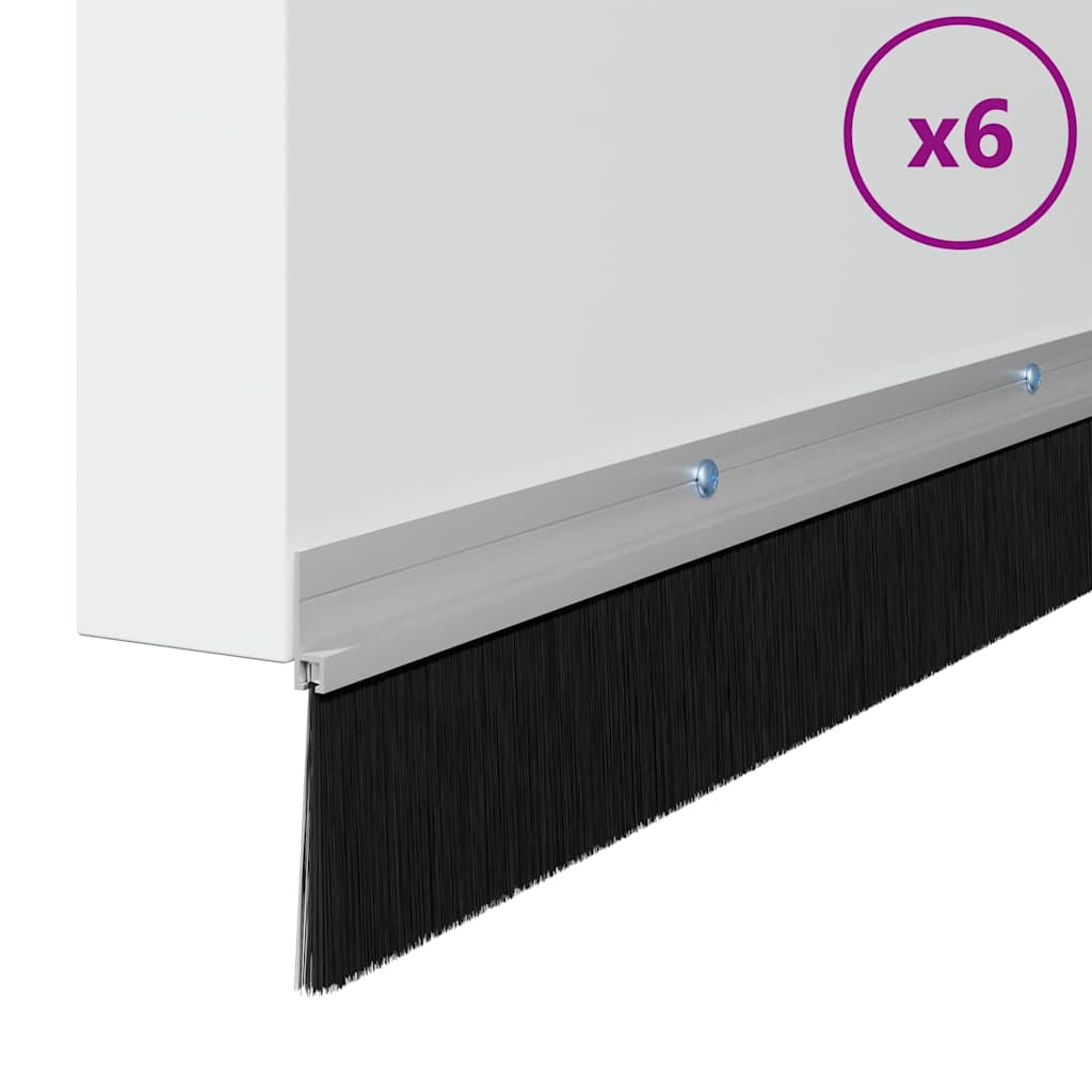 Σφραγίδες πόρτας με βούρτσες που προσαρτώνται 6 pcs Ασημί