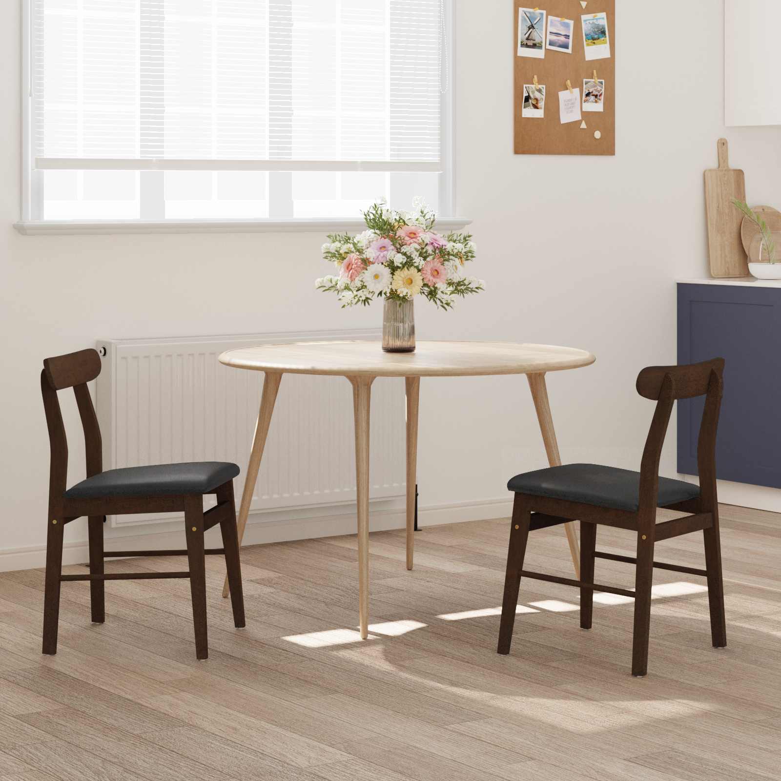 Καρέκλα τραπεζαρίας 2 pcs Σκούρο Καφέ και Μαύρο