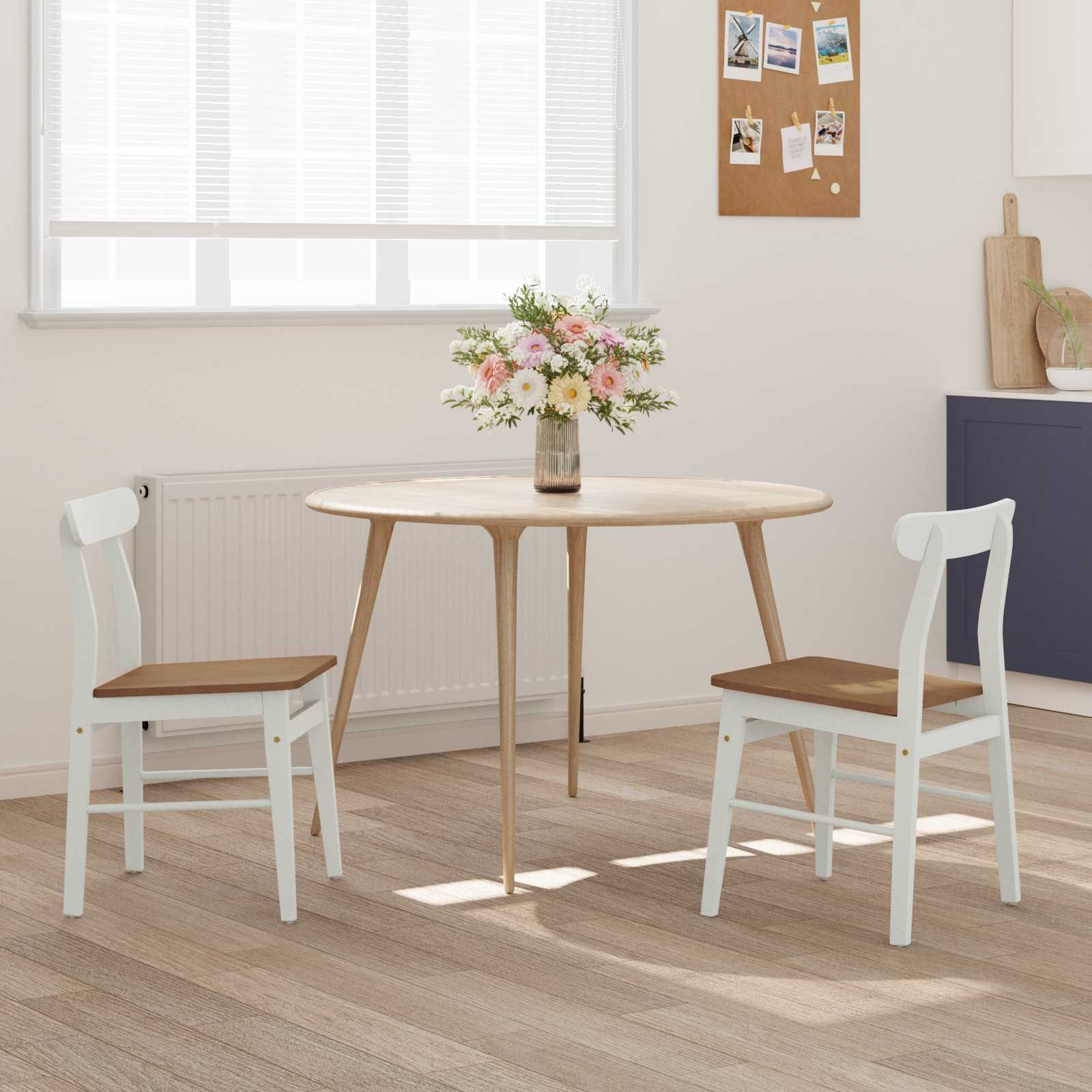 Καρέκλα τραπεζαρίας 2 pcs Λευκό και Φυσικό 43 x 44,5 x 77 εκ.
