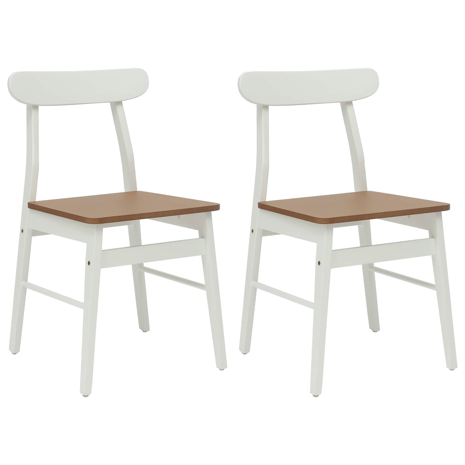 Καρέκλα τραπεζαρίας 2 pcs Λευκό και Φυσικό 43 x 44,5 x 77 εκ.
