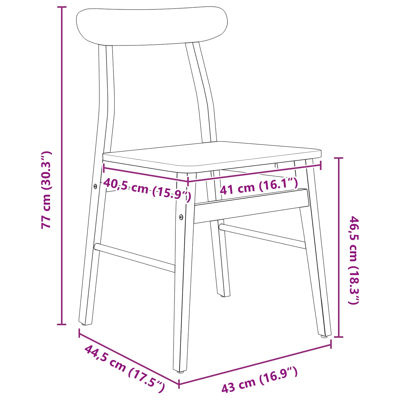 Καρέκλα τραπεζαρίας 2 pcs Λευκό 43 x 44,5 x 77 εκ.