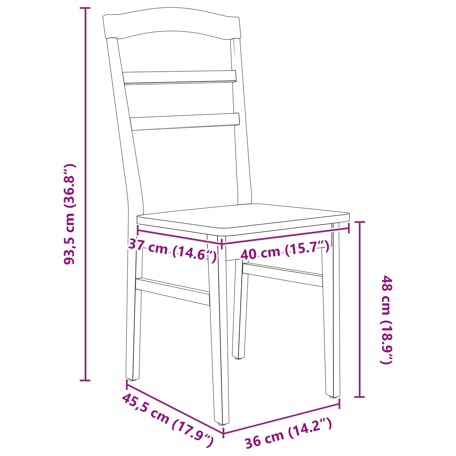 Καρέκλα τραπεζαρίας 2 pcs Φυσικό Στερεό Ξύλο Ραβέντι